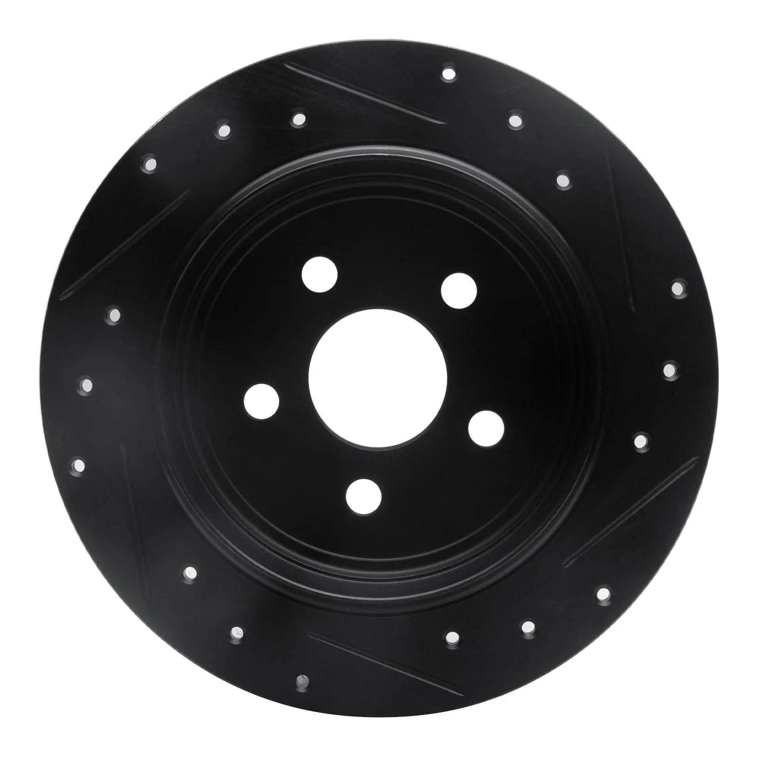 R1 Concepts 95-07 Chrysler Sebring Rear Left Drilled & Slotted Black Brake Rotor - Image 2