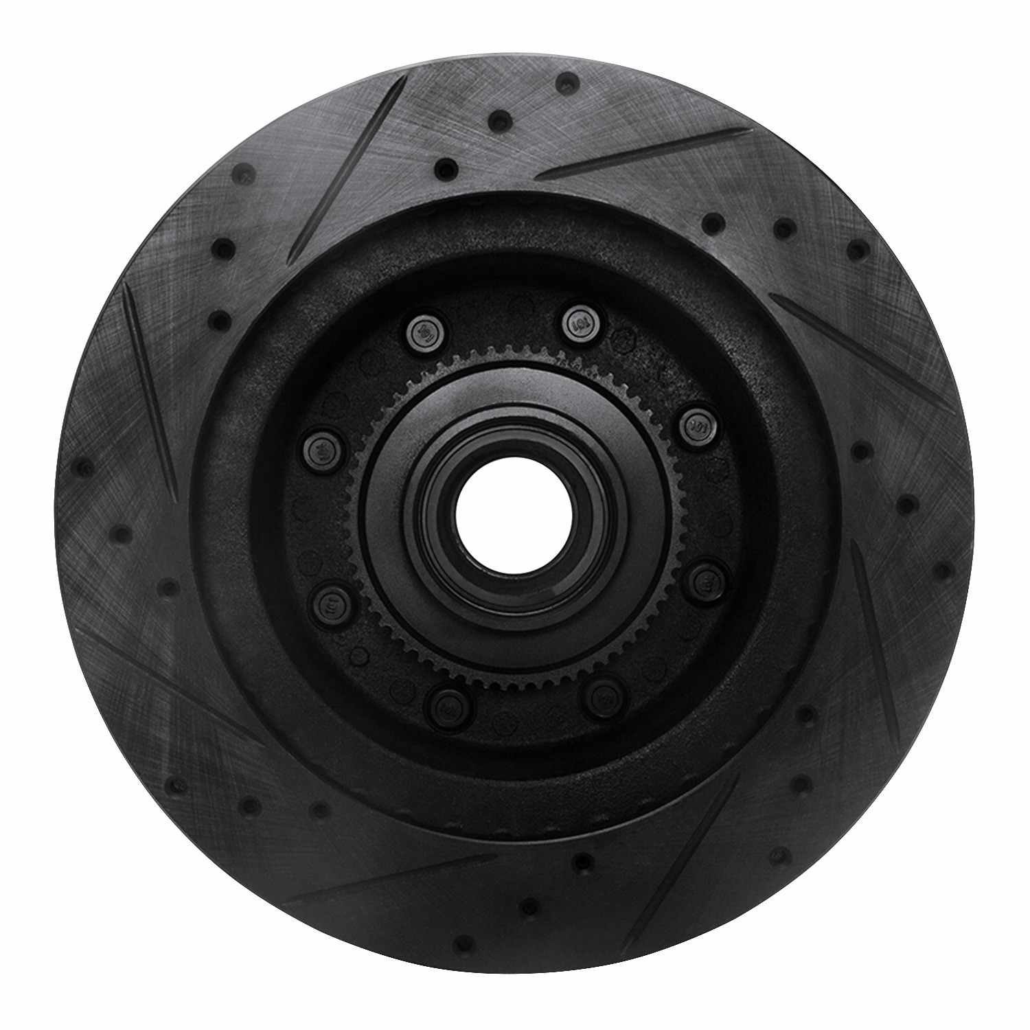 R1 Concepts 95-07 Ford E-150 Econoline Front Right Drilled & Slotted Black Brake Rotor - Image 2