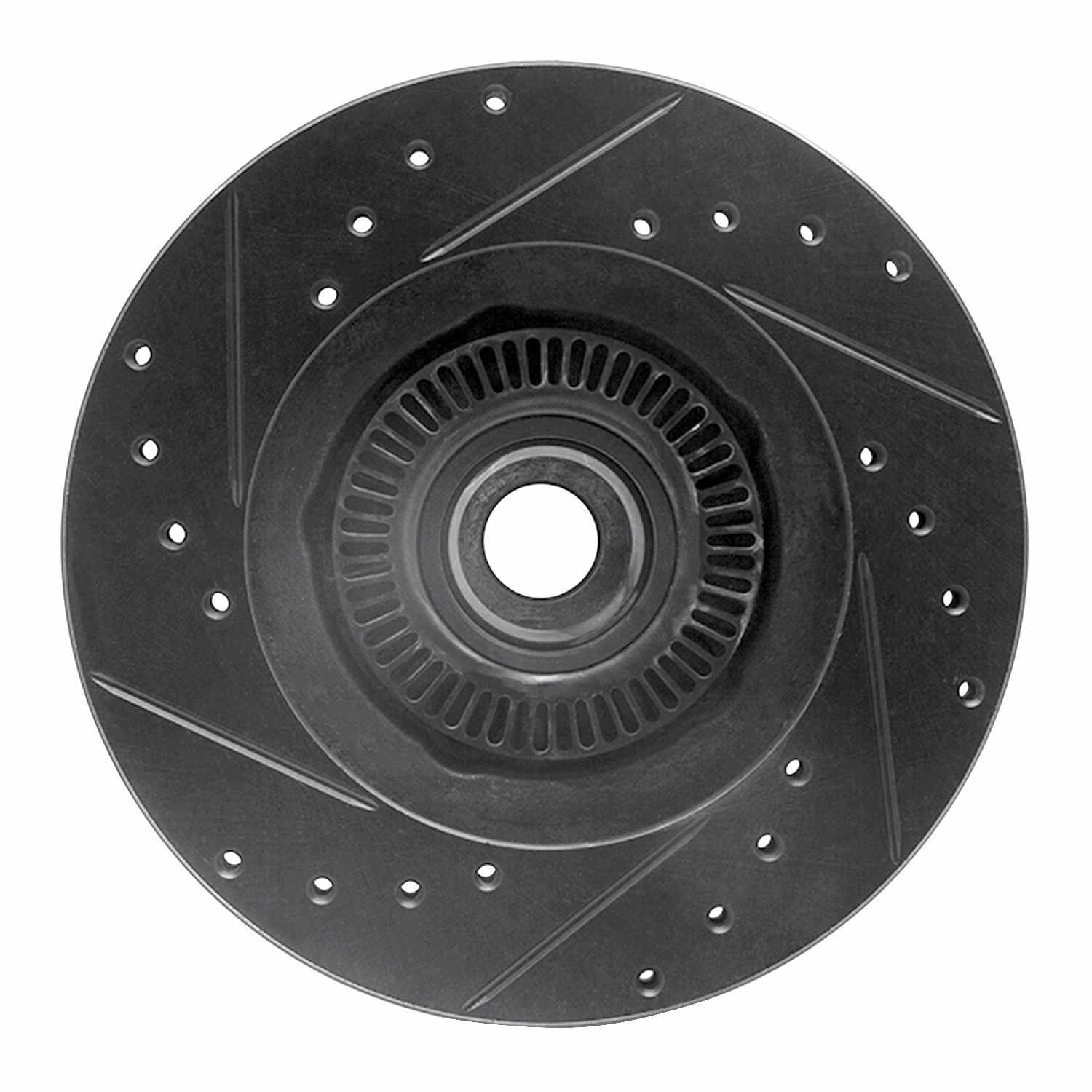R1 Concepts 95-11 Ford Explorer Front Right Drilled & Slotted Black Brake Rotor - Image 2