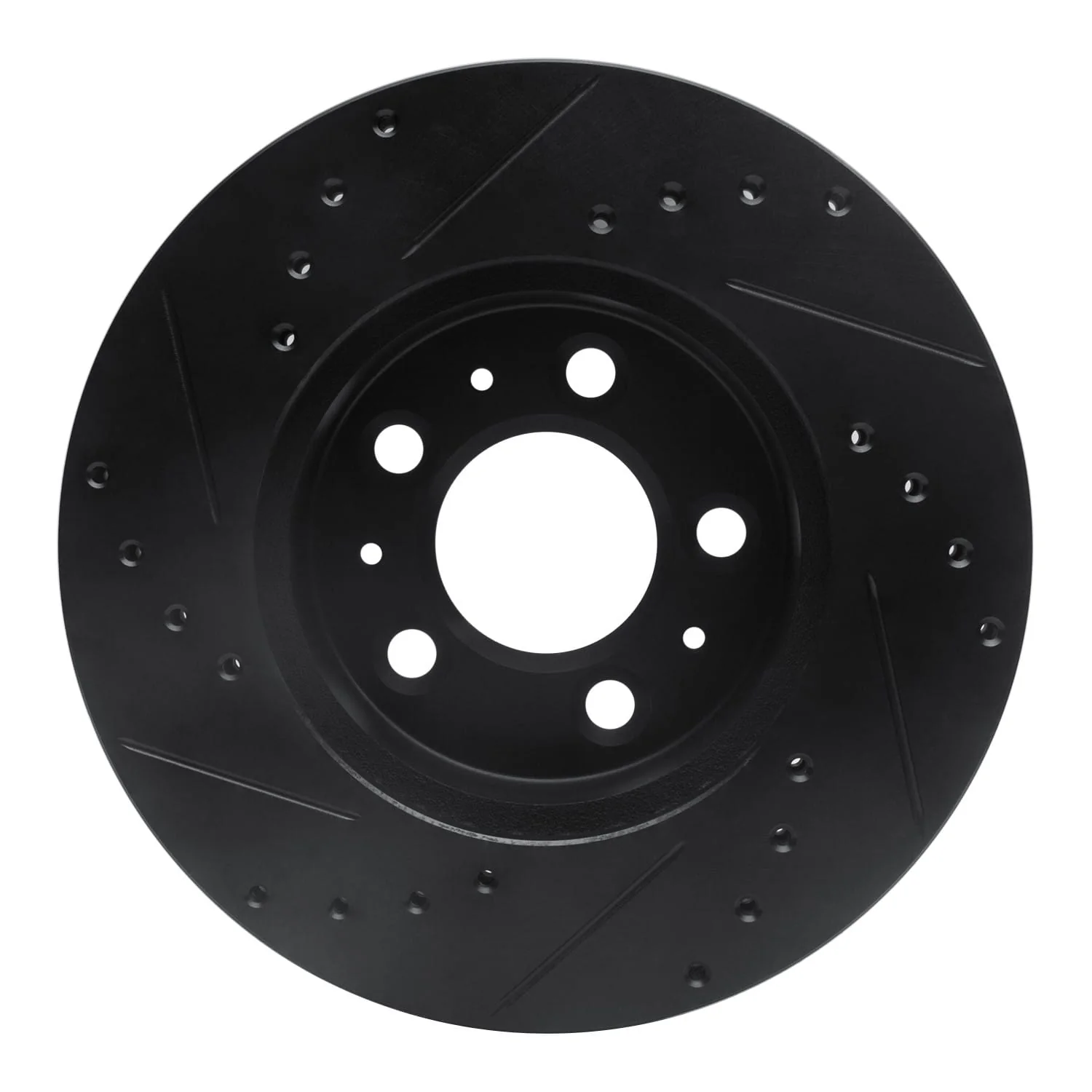 R1 Concepts 95-97 Ford Crown Victoria Front Right Drilled & Slotted Black Brake Rotor - Image 2