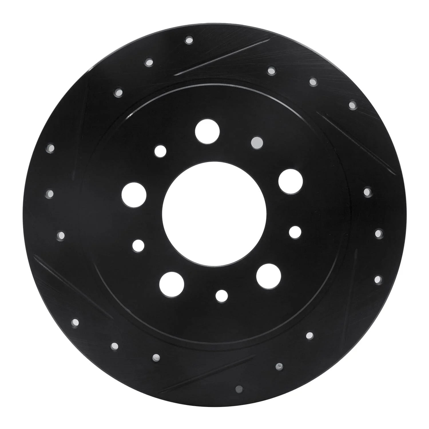 R1 Concepts 95-97 Volvo 960 Rear Left Drilled & Slotted Black Brake Rotor
