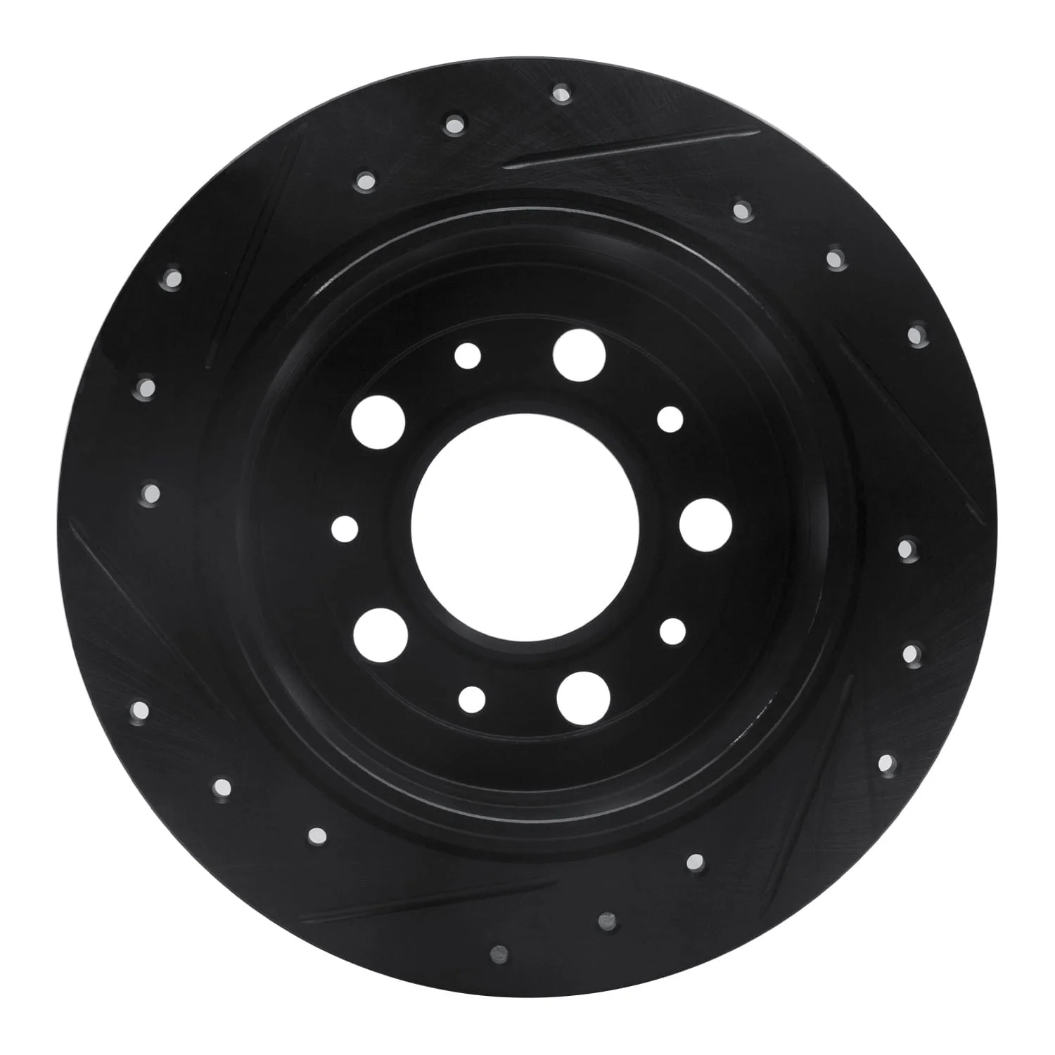 R1 Concepts 95-97 Volvo 960 Rear Right Drilled & Slotted Black Brake Rotor - Image 2