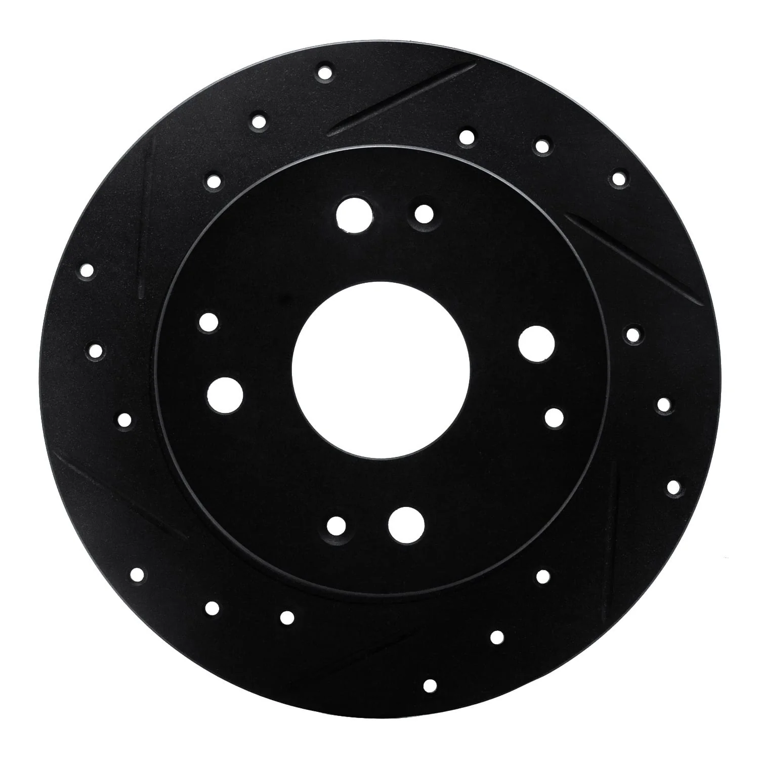 R1 Concepts 95-98 Acura TL Rear Left Drilled & Slotted Black Brake Rotor