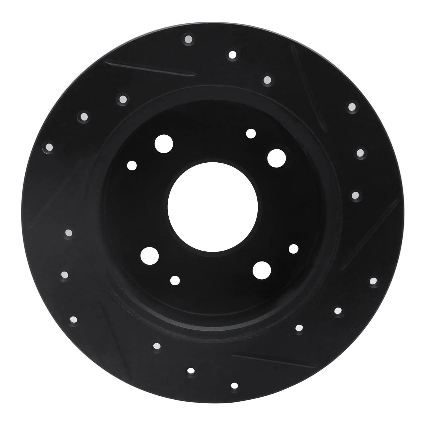 R1 Concepts 95-98 Acura TL Rear Left Drilled & Slotted Black Brake Rotor - Image 2