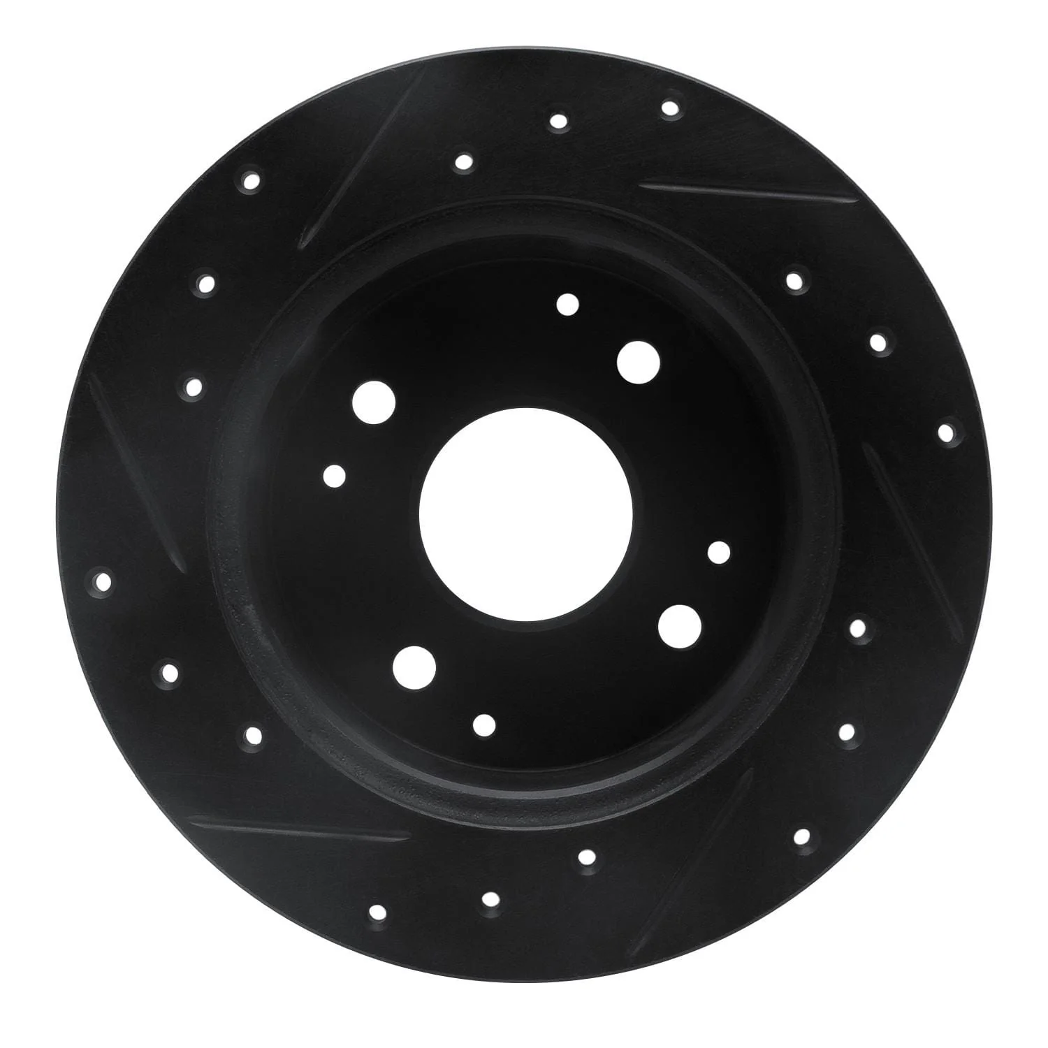 R1 Concepts 95-98 Acura TL Rear Right Drilled & Slotted Black Brake Rotor - Image 2