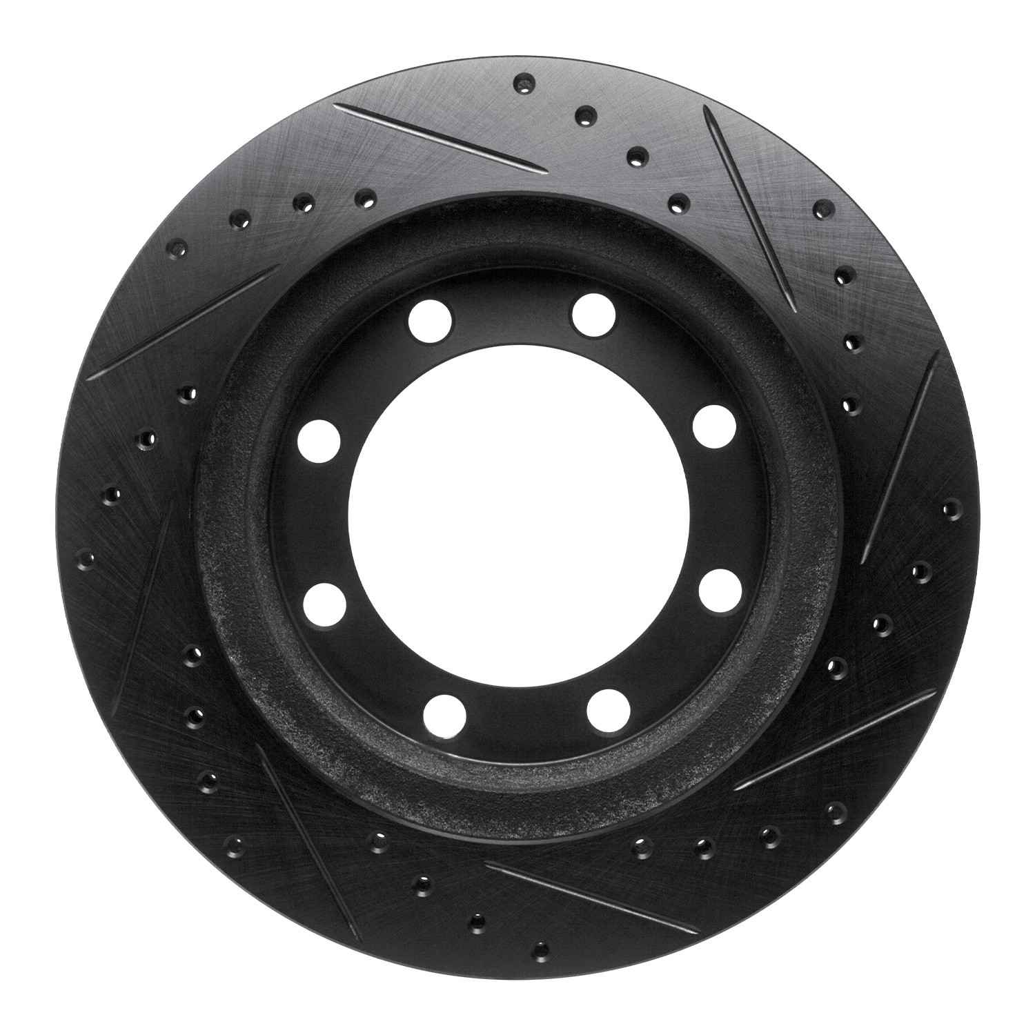 R1 Concepts 95-99 Ford F-250 4WD (Excl Super Duty) Front Left Drilled & Slotted Black Brake Rotor - Image 2