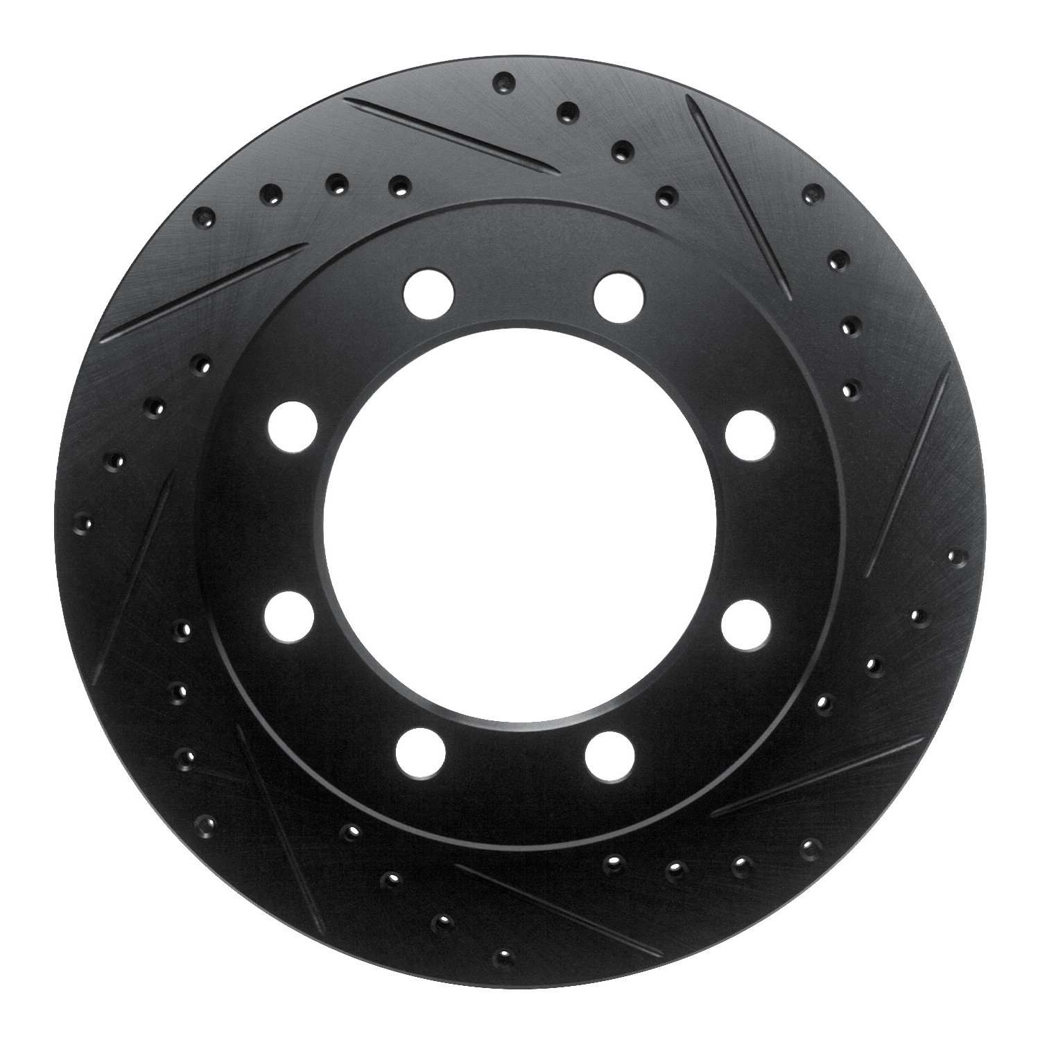 R1 Concepts 95-99 Ford F-350 4WD (Excl Super Duty) Front Right Drilled & Slotted Black Brake Rotor