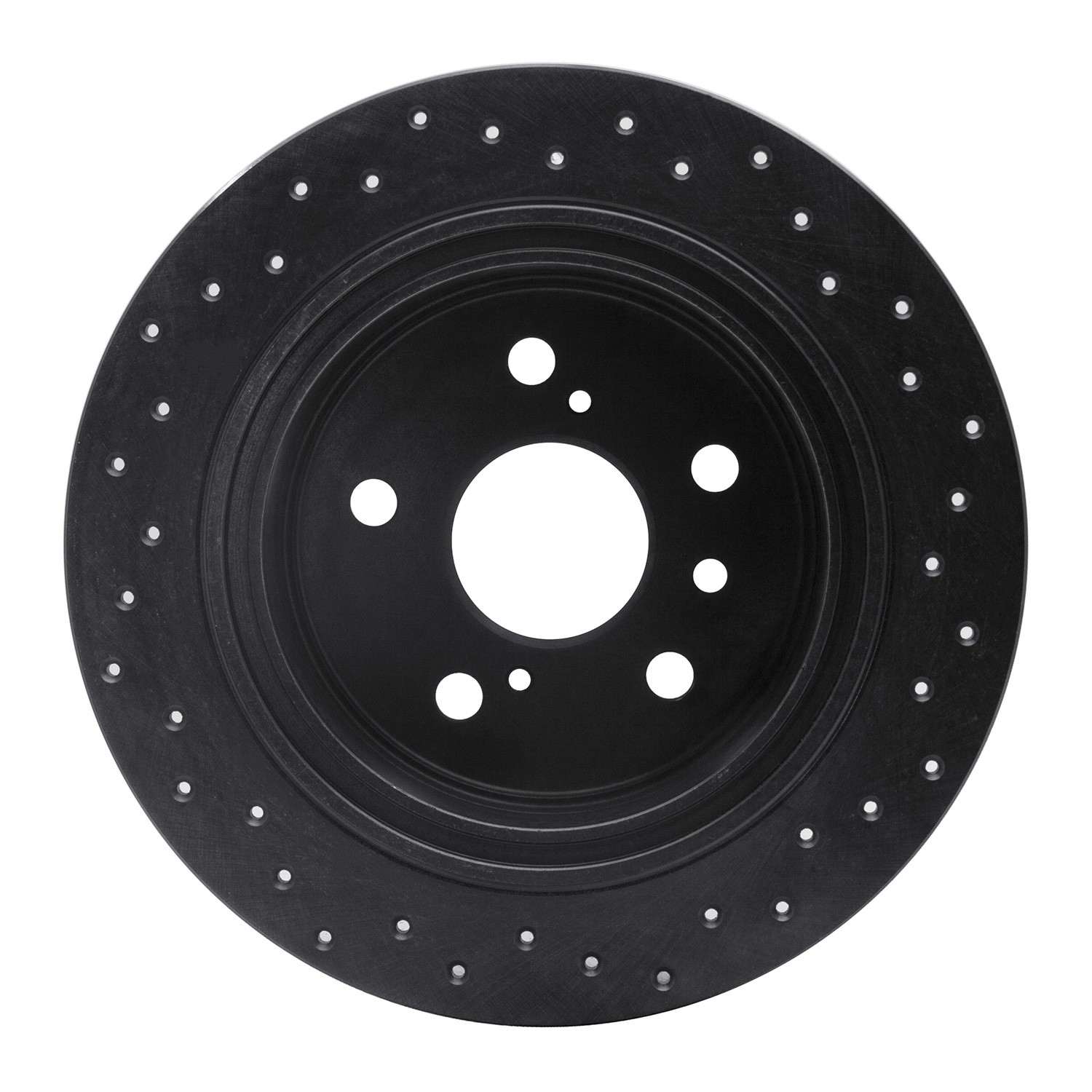 R1 Concepts 95-99 Toyota Avalon Rear Left Drilled Black Brake Rotor - Image 2