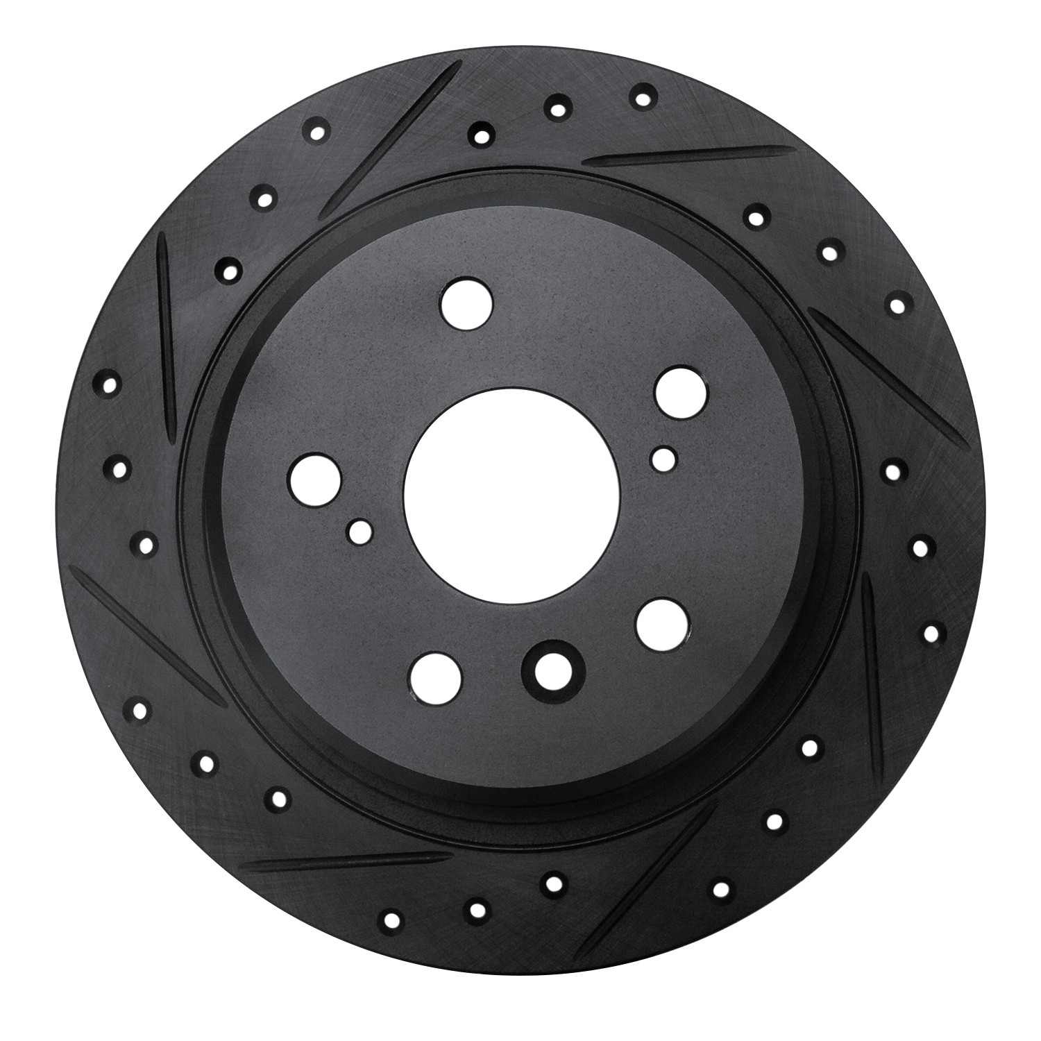 R1 Concepts 95-99 Toyota AVALON Rear Left Drilled & Slotted Black Brake Rotor