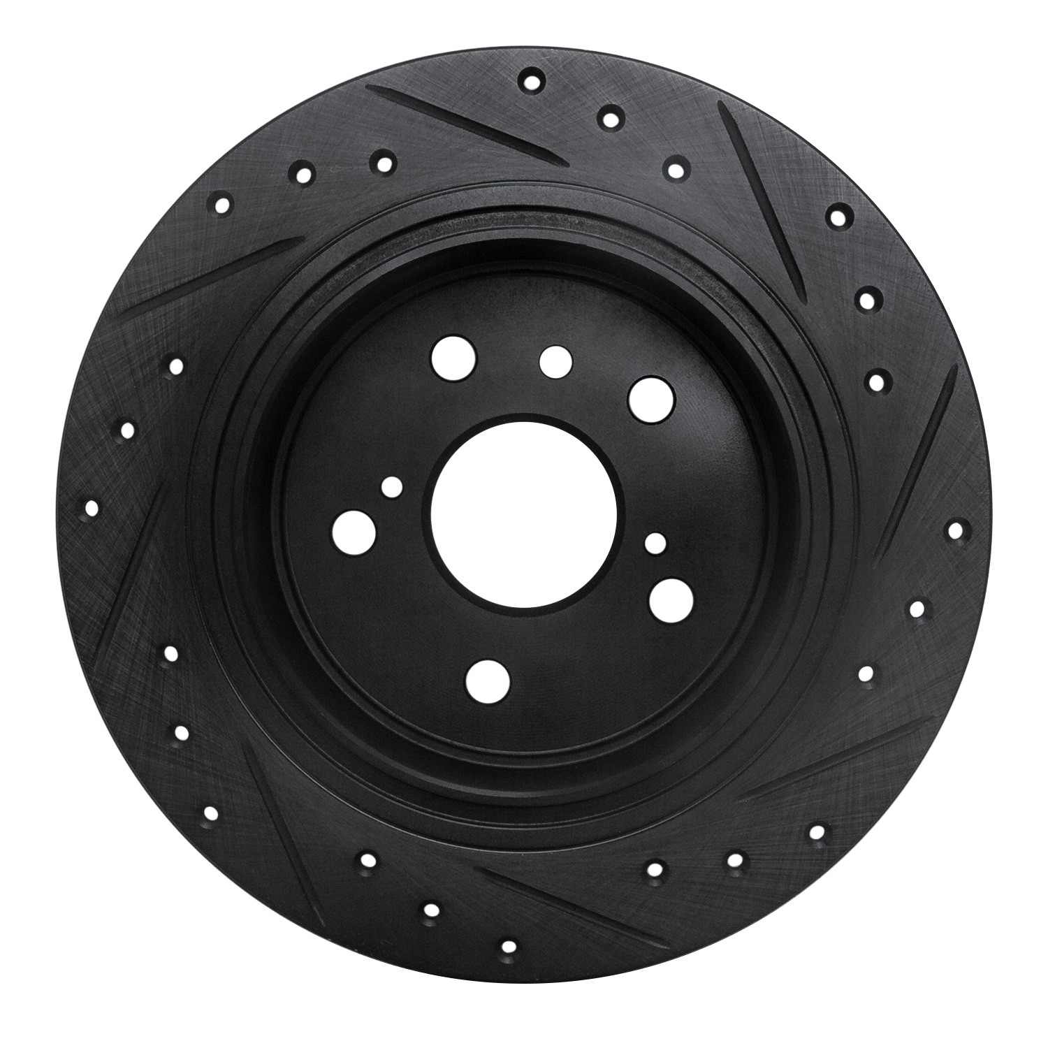 R1 Concepts 95-99 Toyota AVALON Rear Left Drilled & Slotted Black Brake Rotor - Image 2