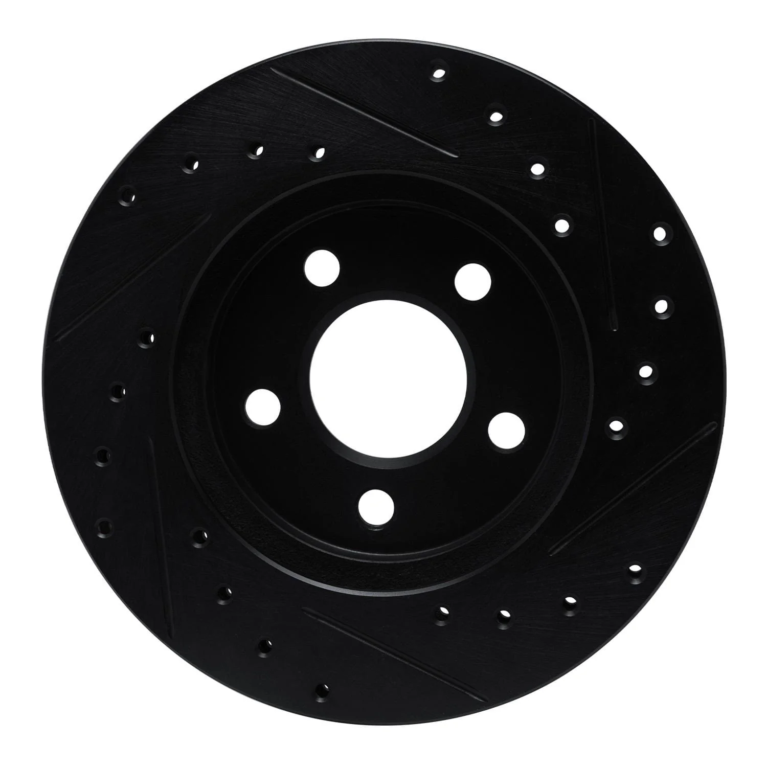 R1 Concepts 96-00 Chrysler Town & Country Front Left Drilled & Slotted Black Brake Rotor - Image 2