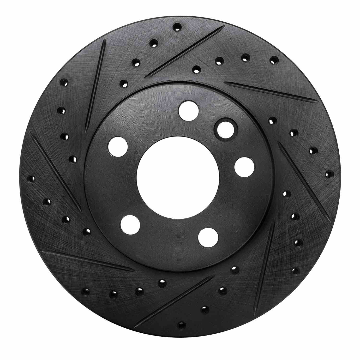 R1 Concepts 96-00 Volkswagen EuroVan Front Left Drilled & Slotted Black Brake Rotor