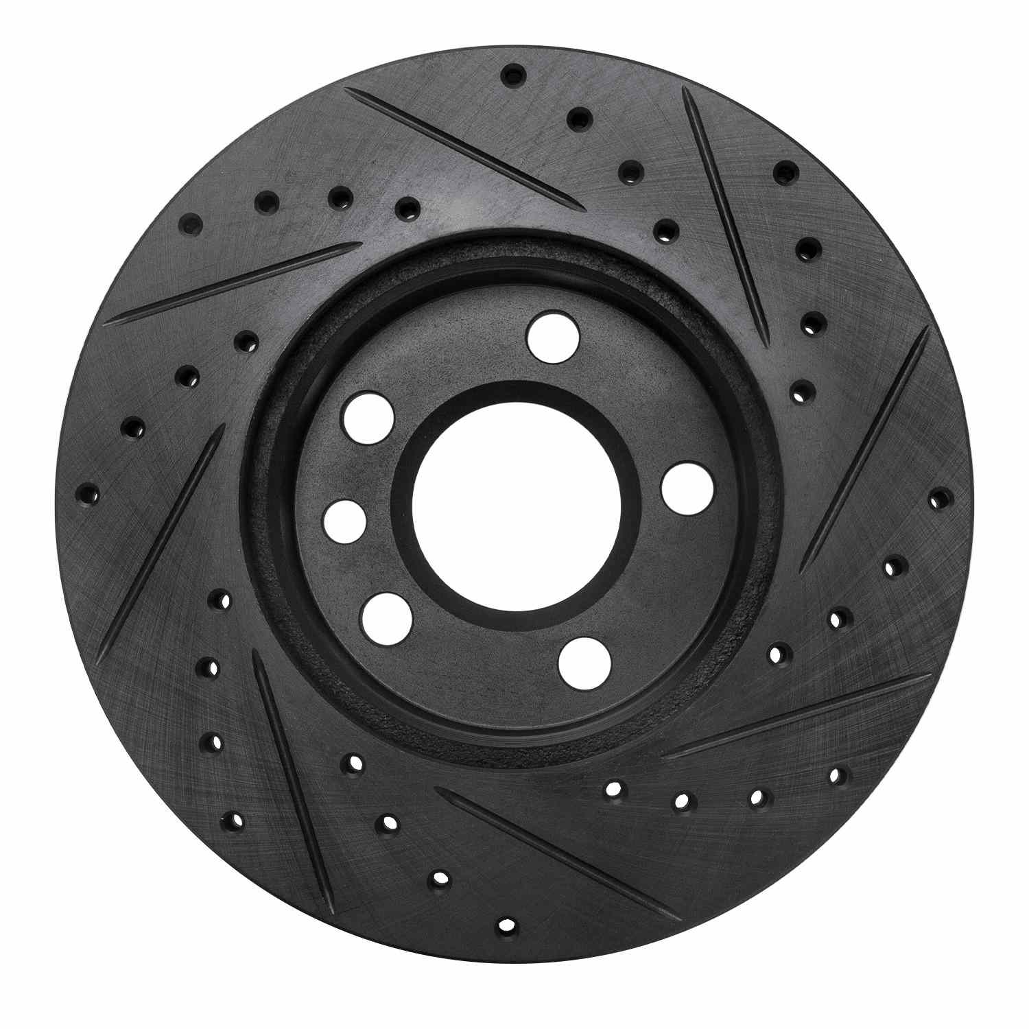 R1 Concepts 96-00 Volkswagen EuroVan Front Left Drilled & Slotted Black Brake Rotor - Image 2