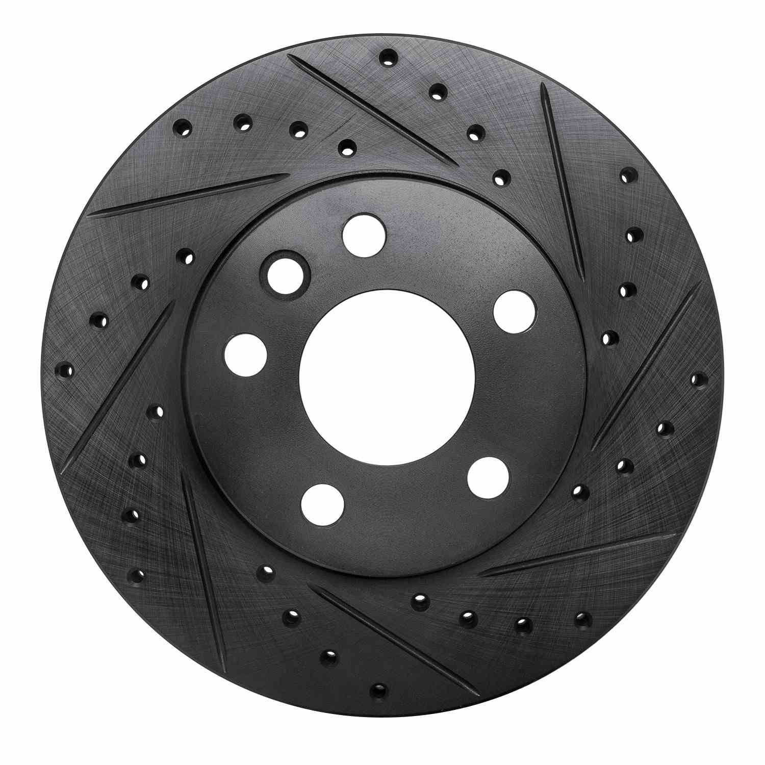 R1 Concepts 96-00 Volkswagen EuroVan Front Right Drilled & Slotted Black Brake Rotor