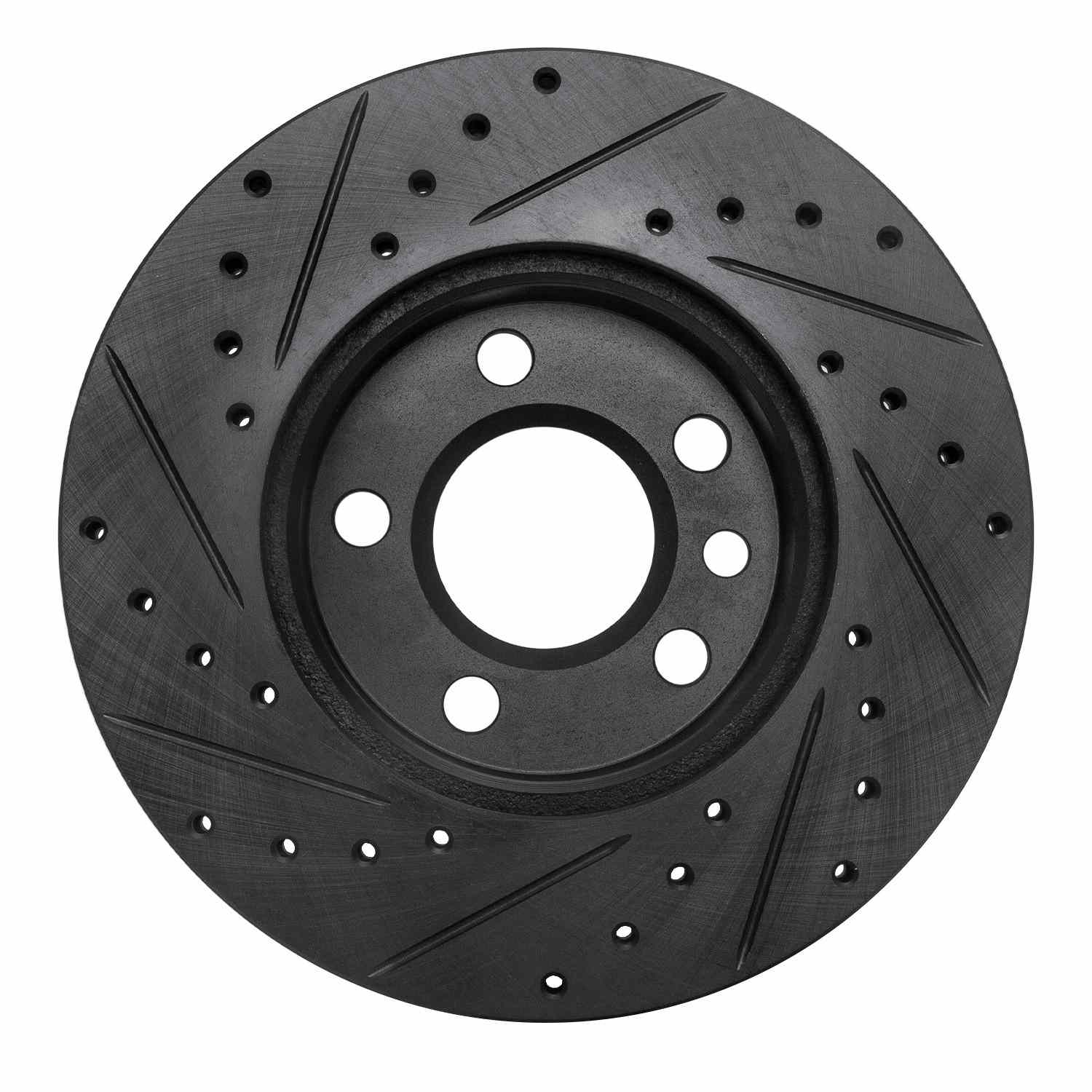 R1 Concepts 96-00 Volkswagen EuroVan Front Right Drilled & Slotted Black Brake Rotor - Image 2
