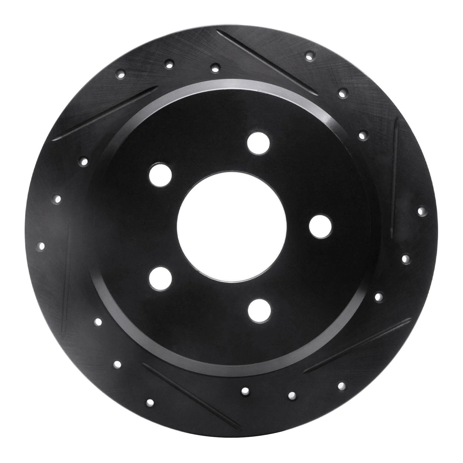 R1 Concepts 96-02 Ford Crown Victoria Rear Right Drilled & Slotted Black Brake Rotor