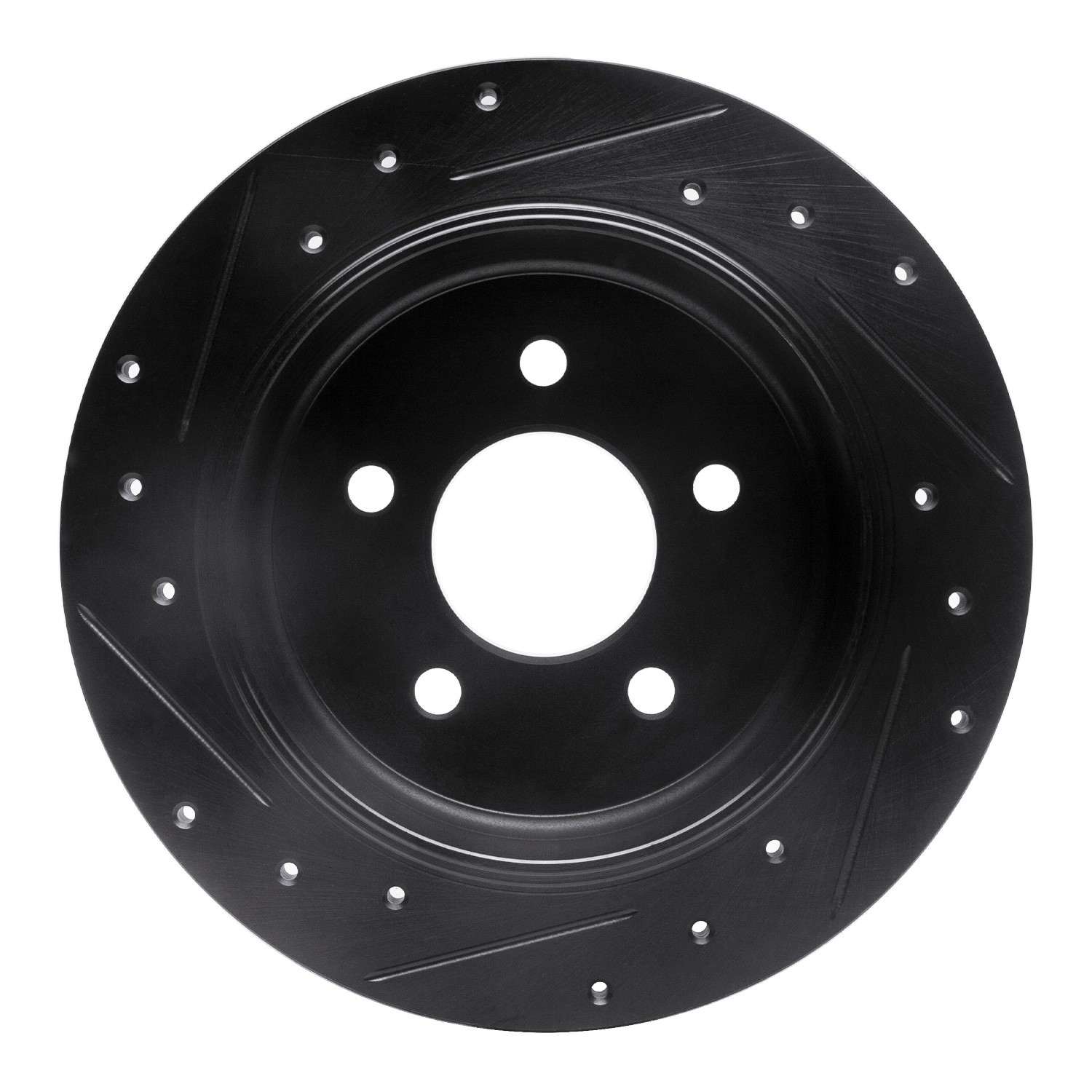 R1 Concepts 96-02 Ford Crown Victoria Rear Right Drilled & Slotted Black Brake Rotor - Image 2