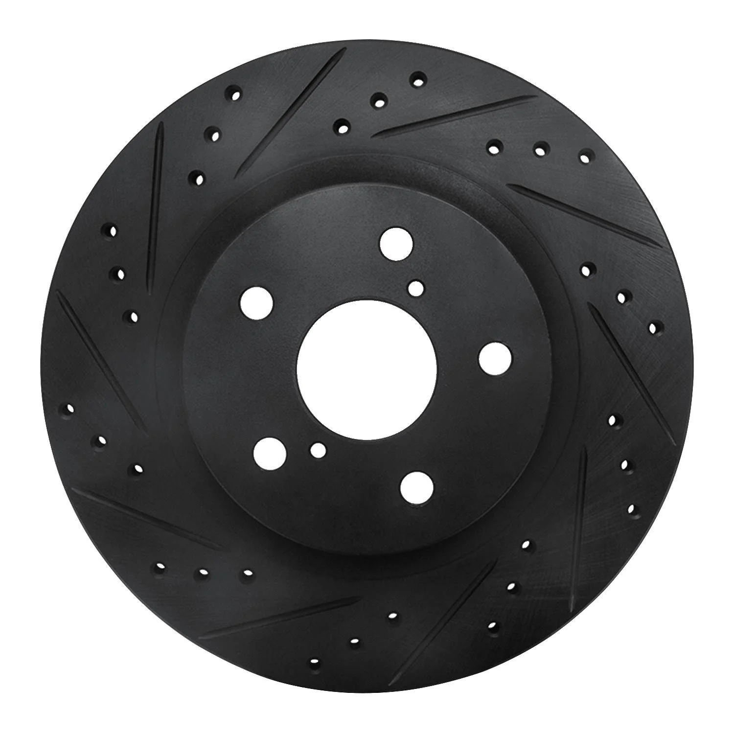R1 Concepts 96-03 Toyota Rav4 Hybrid Front Left Drilled & Slotted Black Brake Rotor