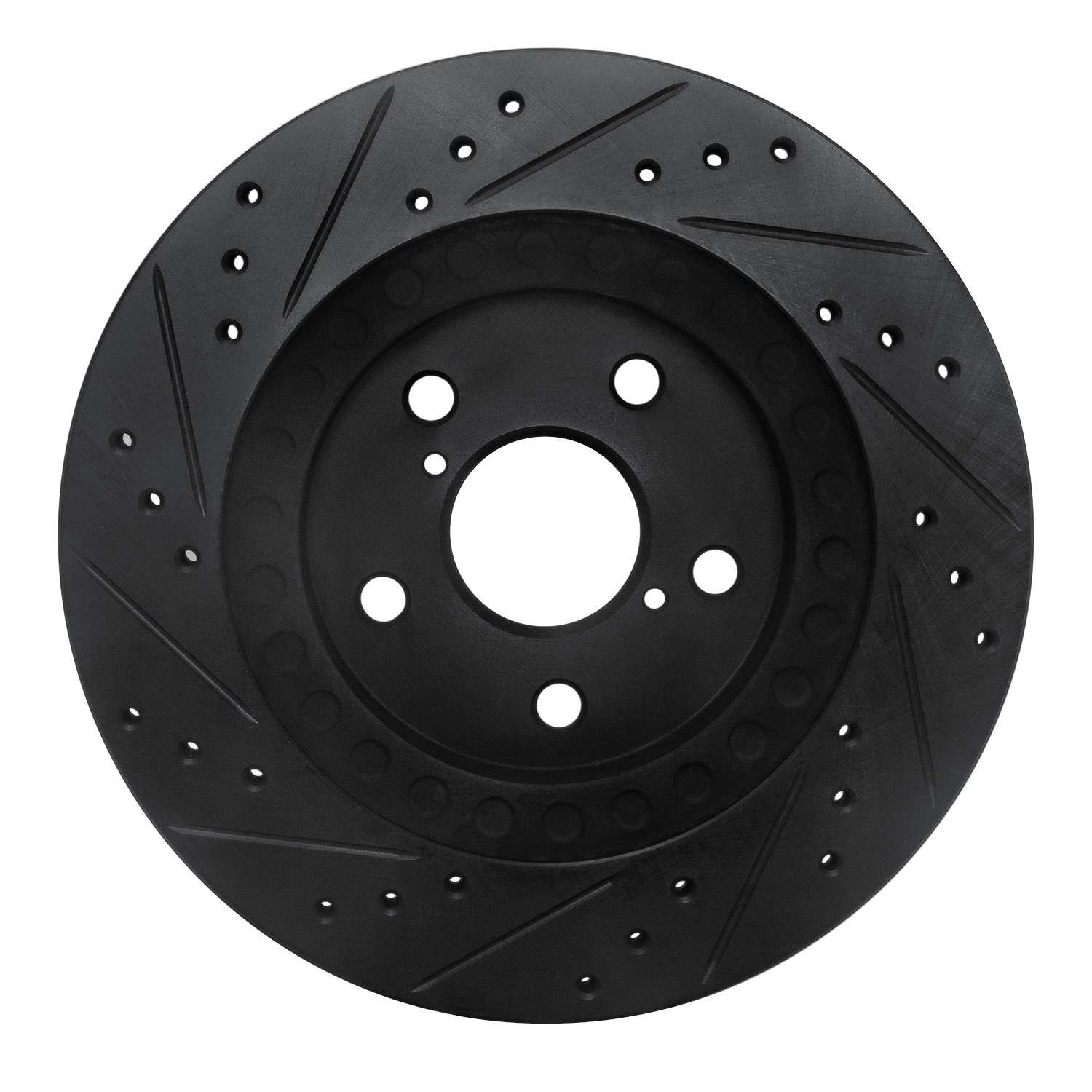 R1 Concepts 96-03 Toyota Rav4 Hybrid Front Right Drilled & Slotted Black Brake Rotor - Image 2