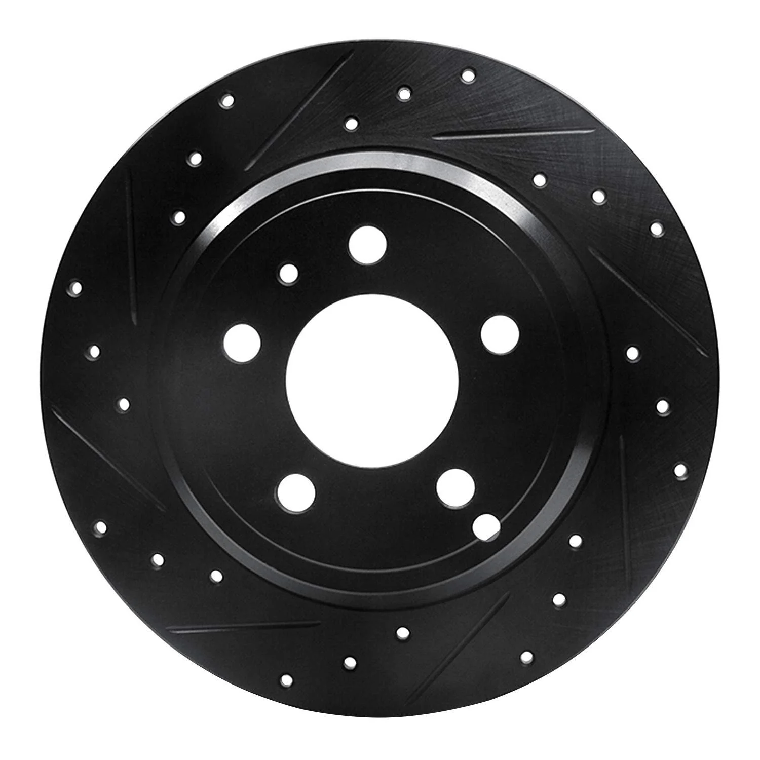 R1 Concepts 96-04 Volvo S70 Rear Left Drilled & Slotted Black Brake Rotor