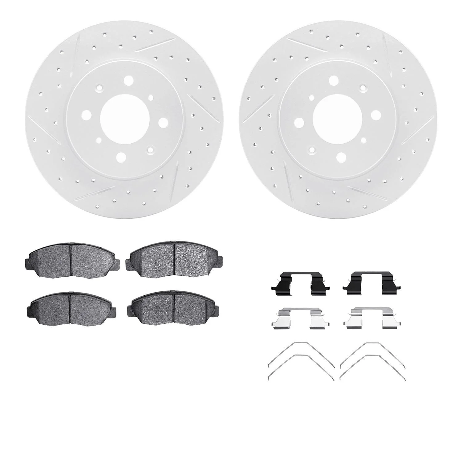 R1 Concepts 96-14 Acura EL Front Drill/Slot Carbon Coated Rotor Set w/Optimum Pads