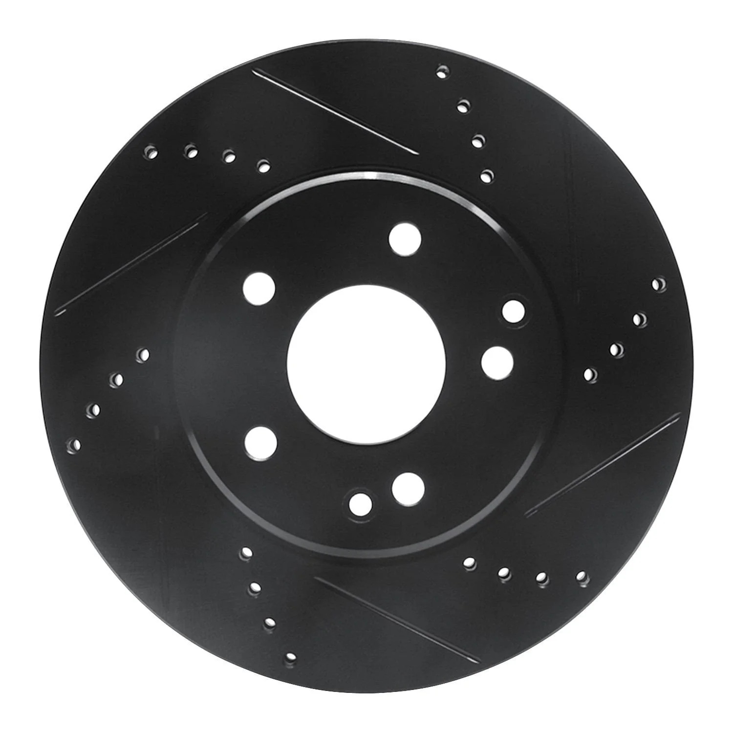 R1 Concepts 96-15 Mercedes-Benz C280 Front Right Drilled & Slotted Black Brake Rotor