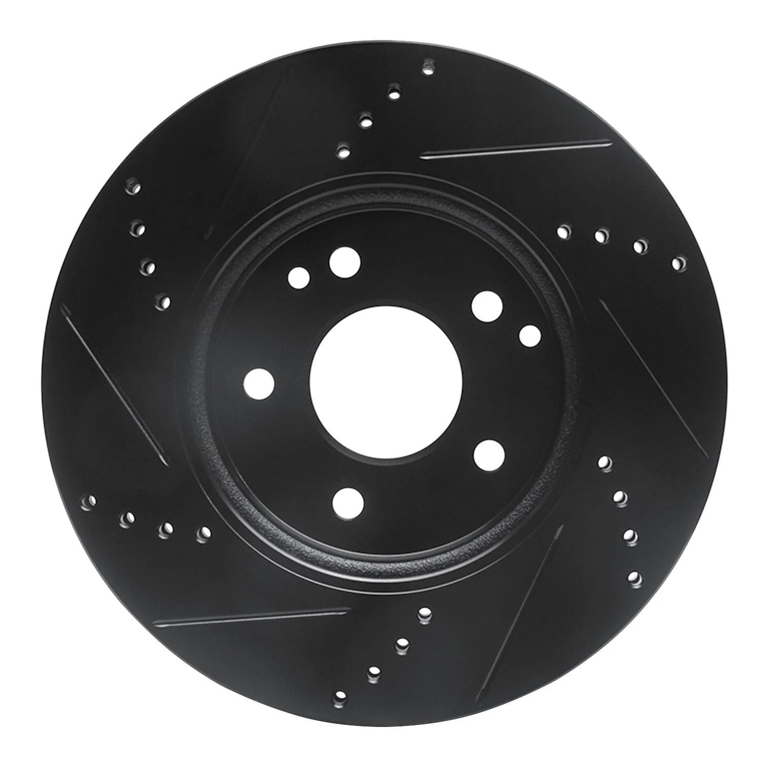 R1 Concepts 96-15 Mercedes-Benz C280 Front Right Drilled & Slotted Black Brake Rotor - Image 2