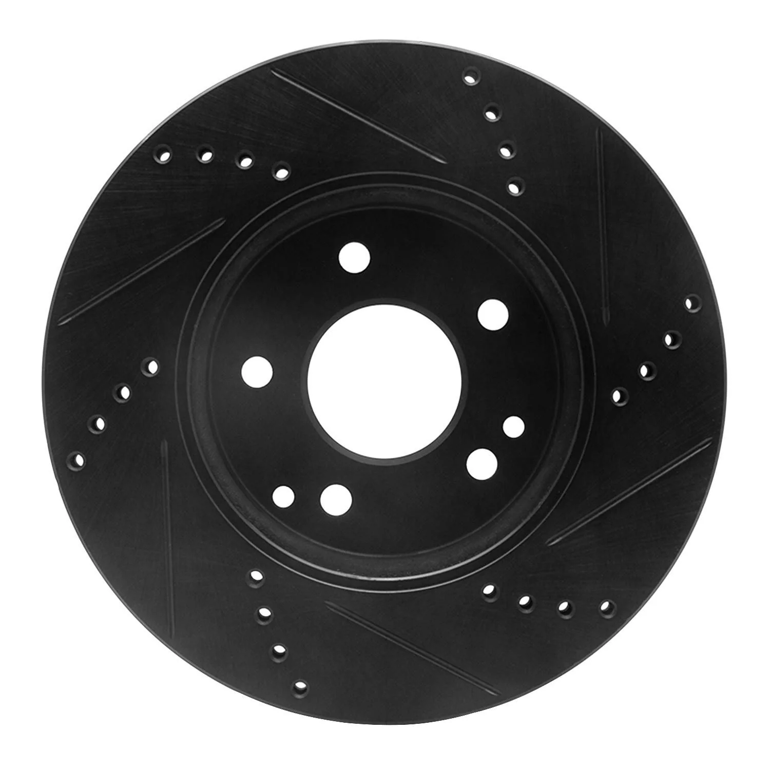 R1 Concepts 96-15 Mercedes-Benz SLK230 Front Left Drilled & Slotted Black Brake Rotor - Image 2