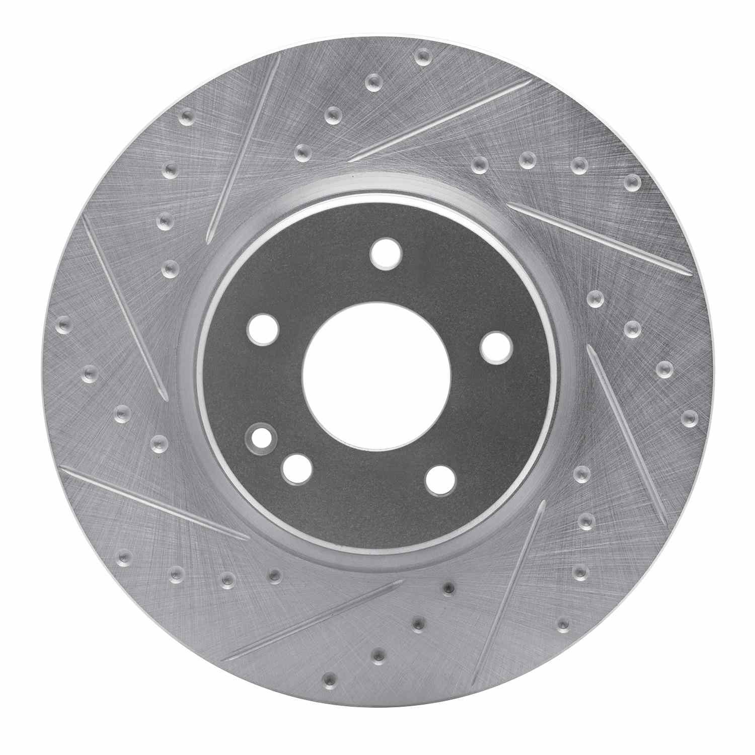 R1 Concepts 96-97 Mercedes-Benz C36 AMG Front Left Drilled & Slotted Silver Brake Rotor