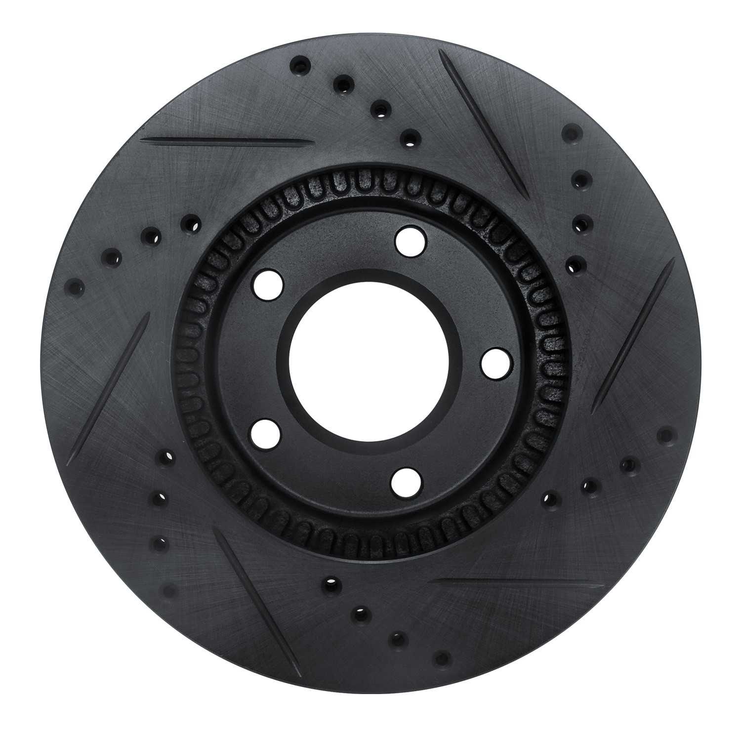 R1 Concepts 96-98 Mazda MPV Front Left Drilled & Slotted Black Brake Rotor - Image 2
