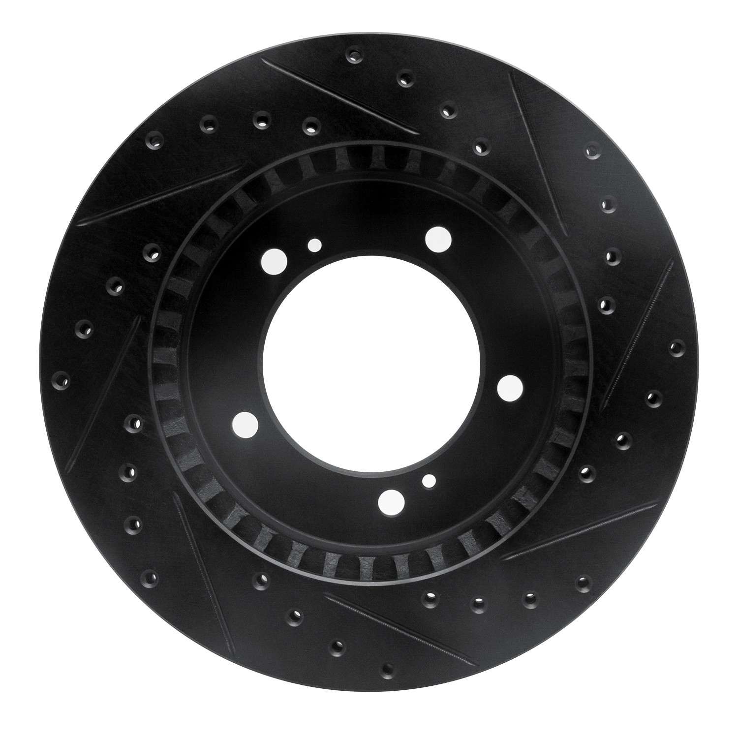 R1 Concepts 96-98 Suzuki Sidekick Front Left Drilled & Slotted Black Brake Rotor - Image 2