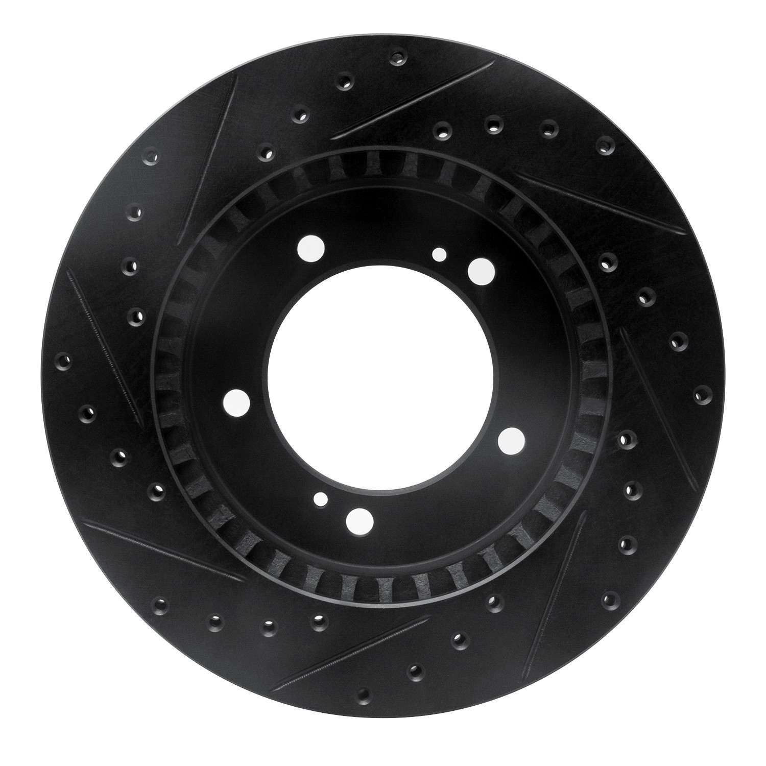 R1 Concepts 96-98 Suzuki Sidekick Front Right Drilled & Slotted Black Brake Rotor - Image 2