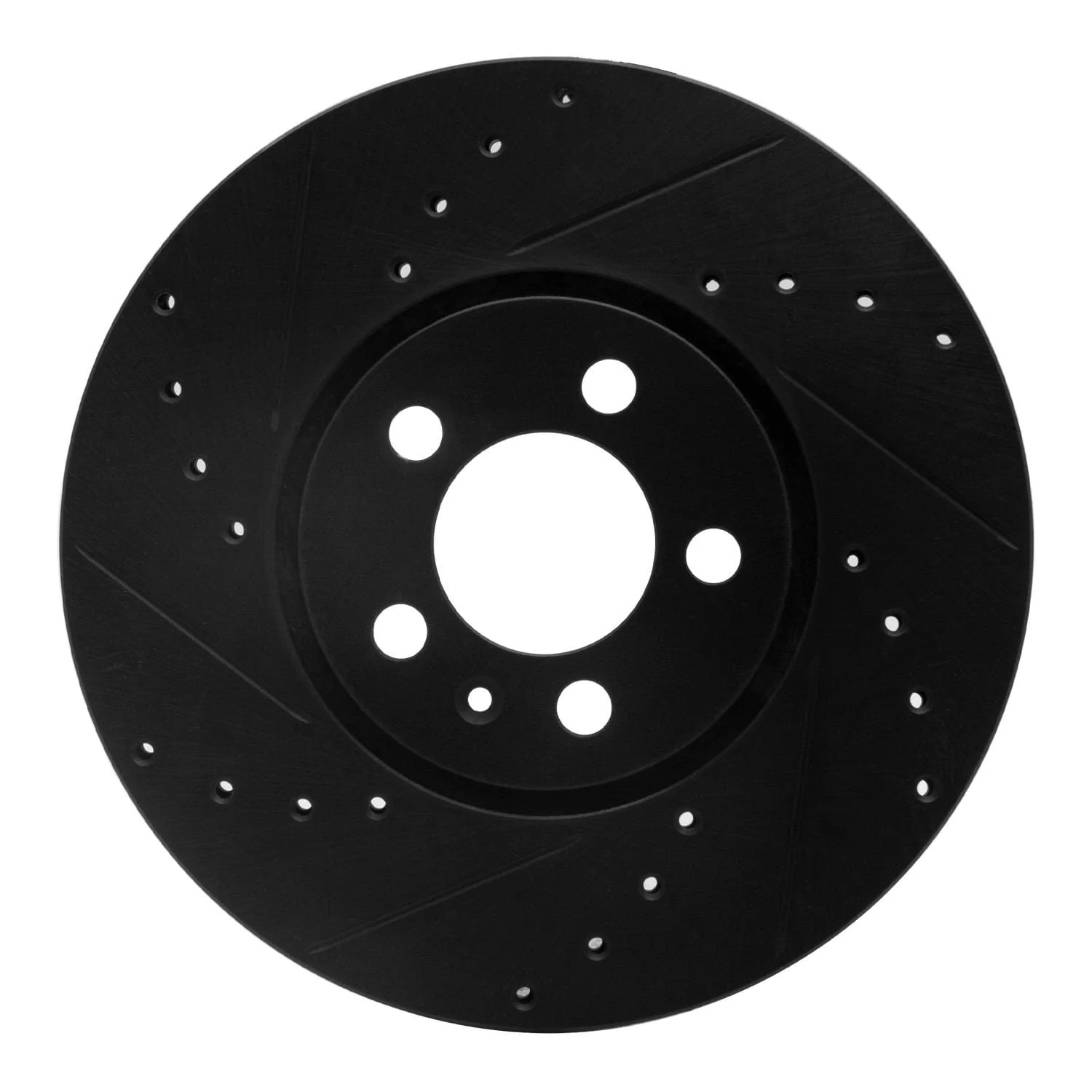 R1 Concepts 96-98 Volkswagen Golf Front Left Drilled & Slotted Black Brake Rotor