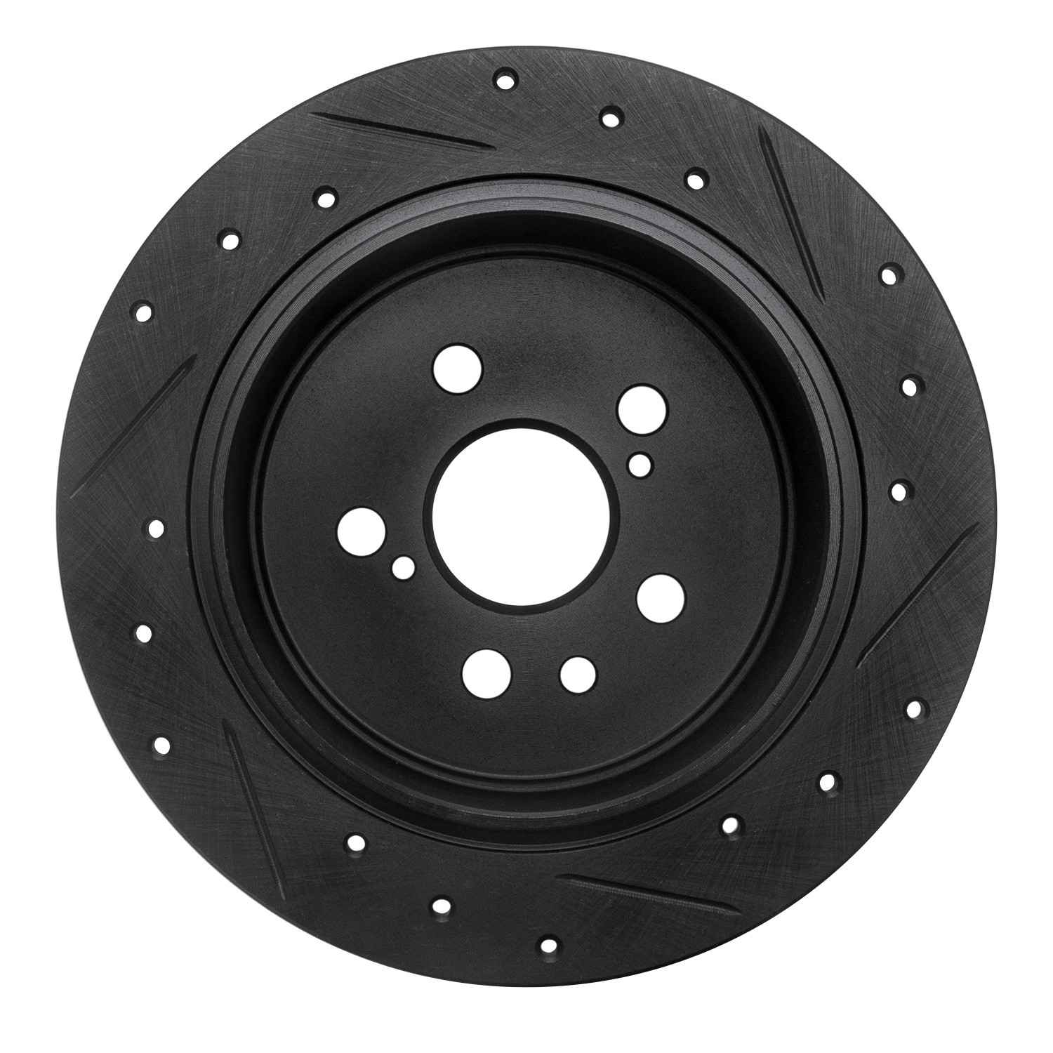 R1 Concepts 96-99 Toyota Celica Rear Left Drilled & Slotted Black Brake Rotor - Image 2