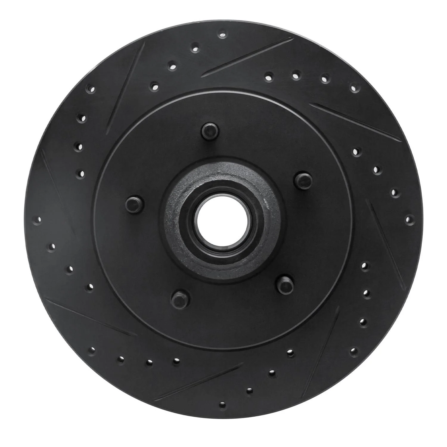 R1 Concepts 97-00 Ford Expedition Front Left Drilled & Slotted Black Brake Rotor