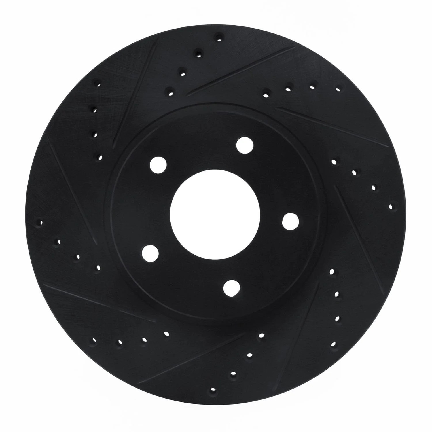 R1 Concepts 97-01 Infiniti Q45 Front Left Drilled & Slotted Black Brake Rotor
