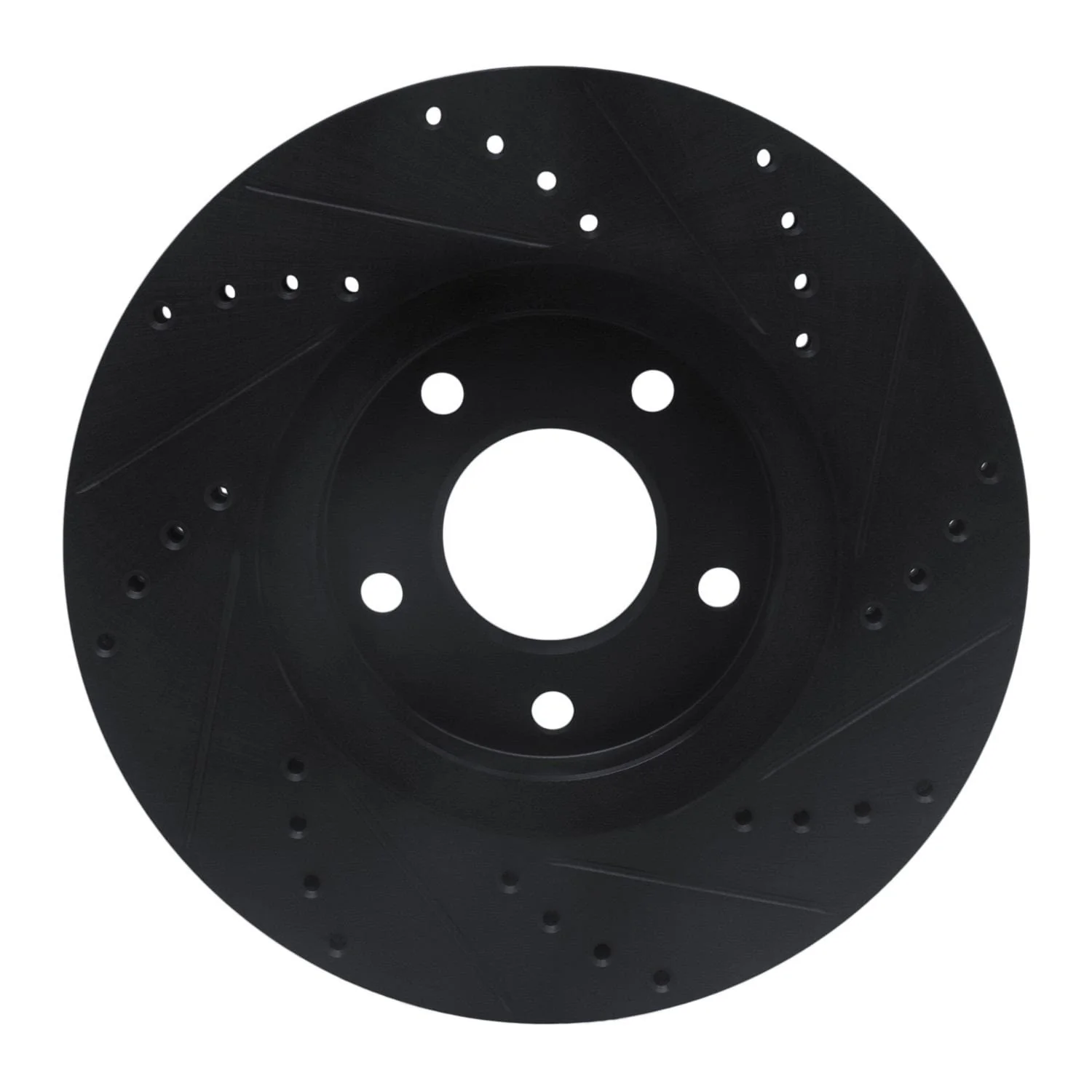 R1 Concepts 97-01 Infiniti Q45 Front Left Drilled & Slotted Black Brake Rotor - Image 2