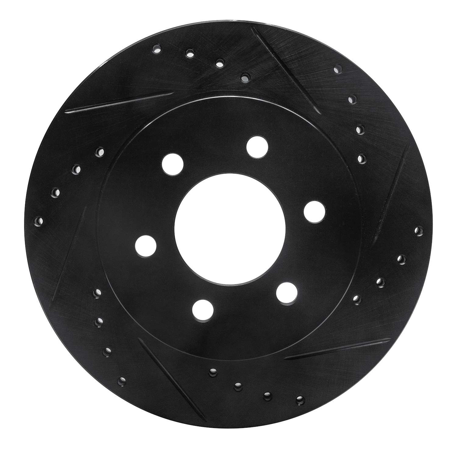 R1 Concepts 97-02 Dodge Dakota 4WD Front Right Drilled & Slotted Black Brake Rotor