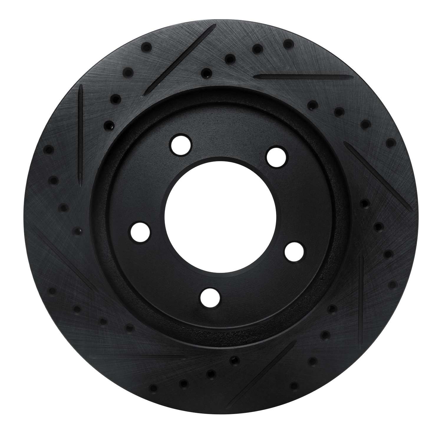 R1 Concepts 97-02 Ford Expedition Front Right Drilled & Slotted Black Brake Rotor - Image 2