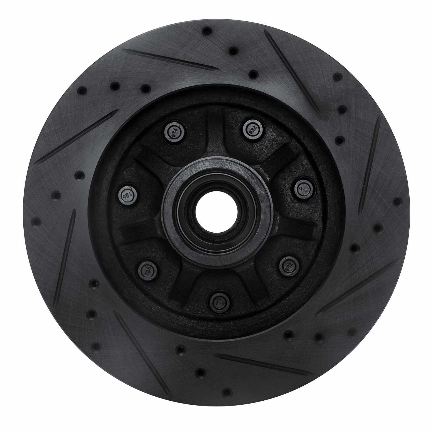 R1 Concepts 97-02 Ford F-250 2WD (Excl Super Duty) Front Left Drilled & Slotted Black Brake Rotor - Image 2