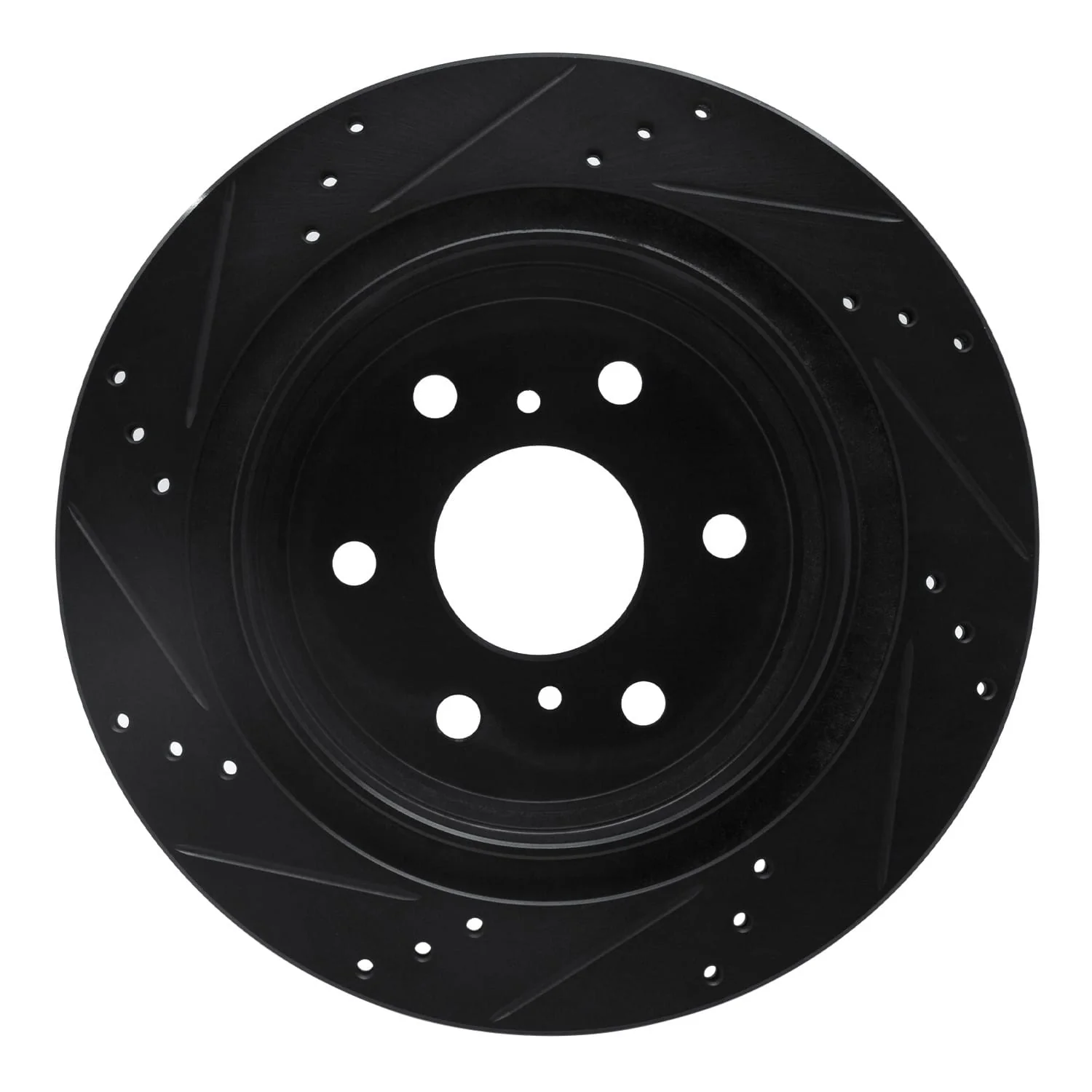 R1 Concepts 97-02 Ford F-250 2WD (Excl Super Duty) Front Right Drilled & Slotted Black Brake Rotor - Image 2