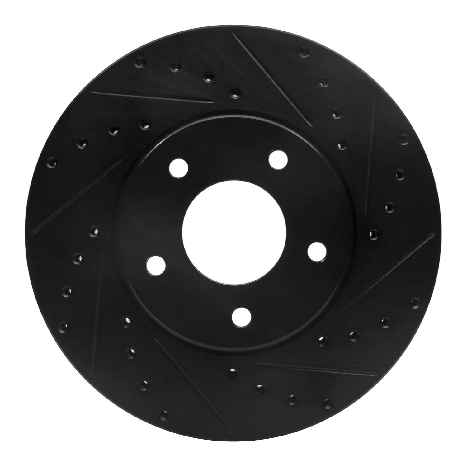R1 Concepts 97-03 Jaguar Vanden Plas Front Right Drilled & Slotted Black Brake Rotor