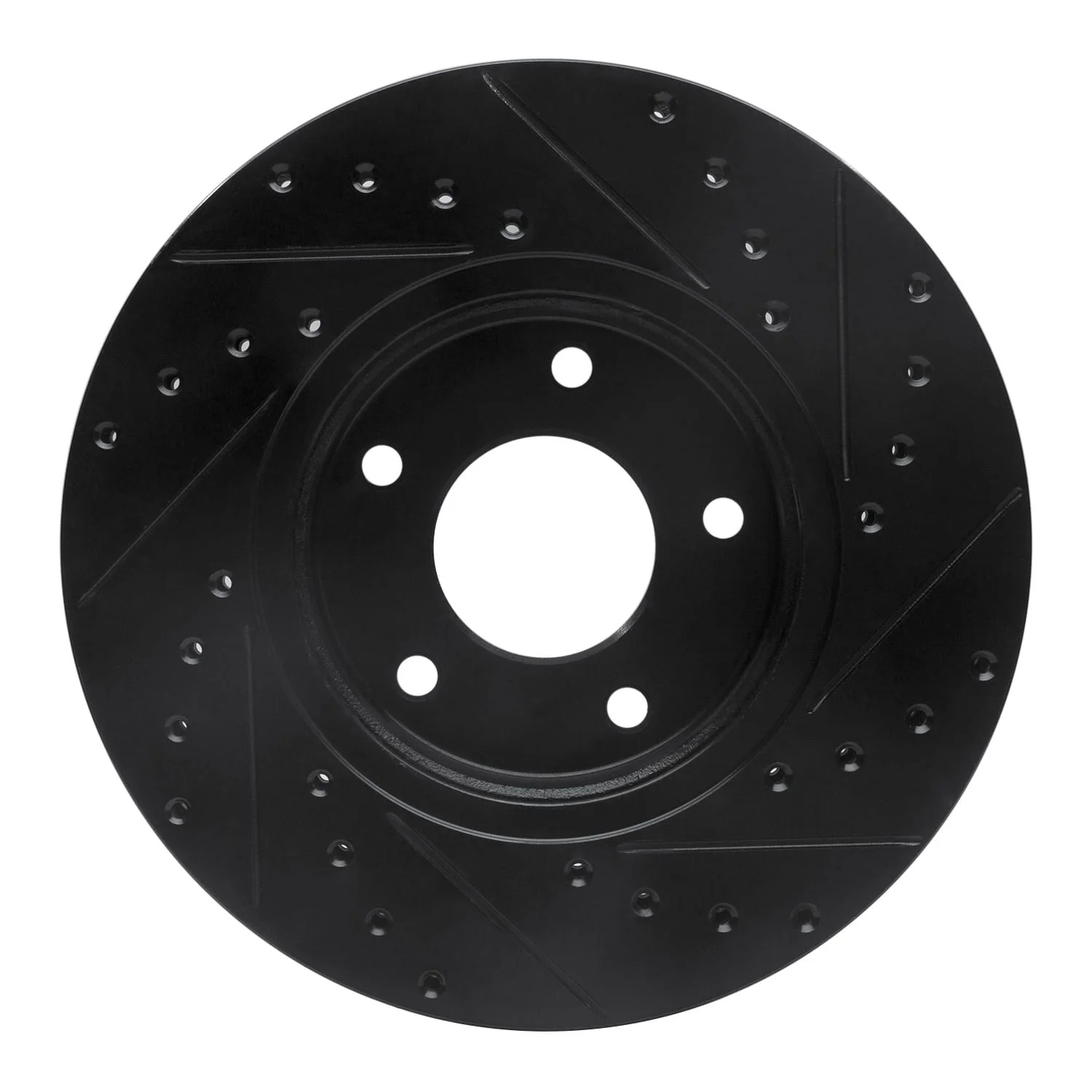 R1 Concepts 97-03 Jaguar XJR Front Left Drilled & Slotted Black Brake Rotor - Image 2