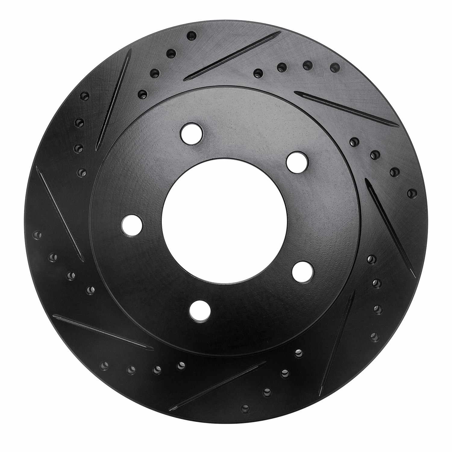 R1 Concepts 97-04 Ford F-150 4WD Front Left Drilled & Slotted Black Brake Rotor