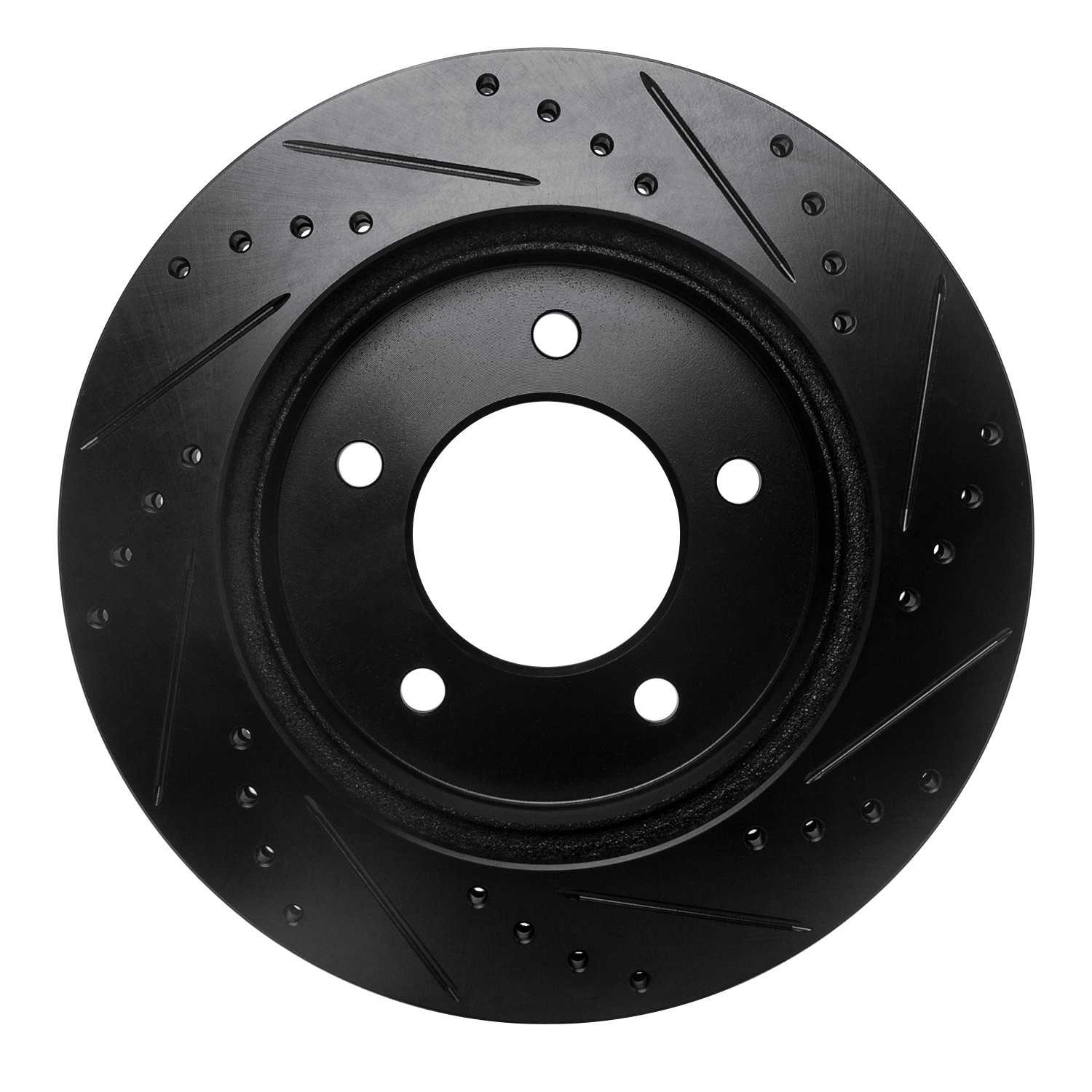 R1 Concepts 97-04 Ford F-150 4WD Front Left Drilled & Slotted Black Brake Rotor - Image 2