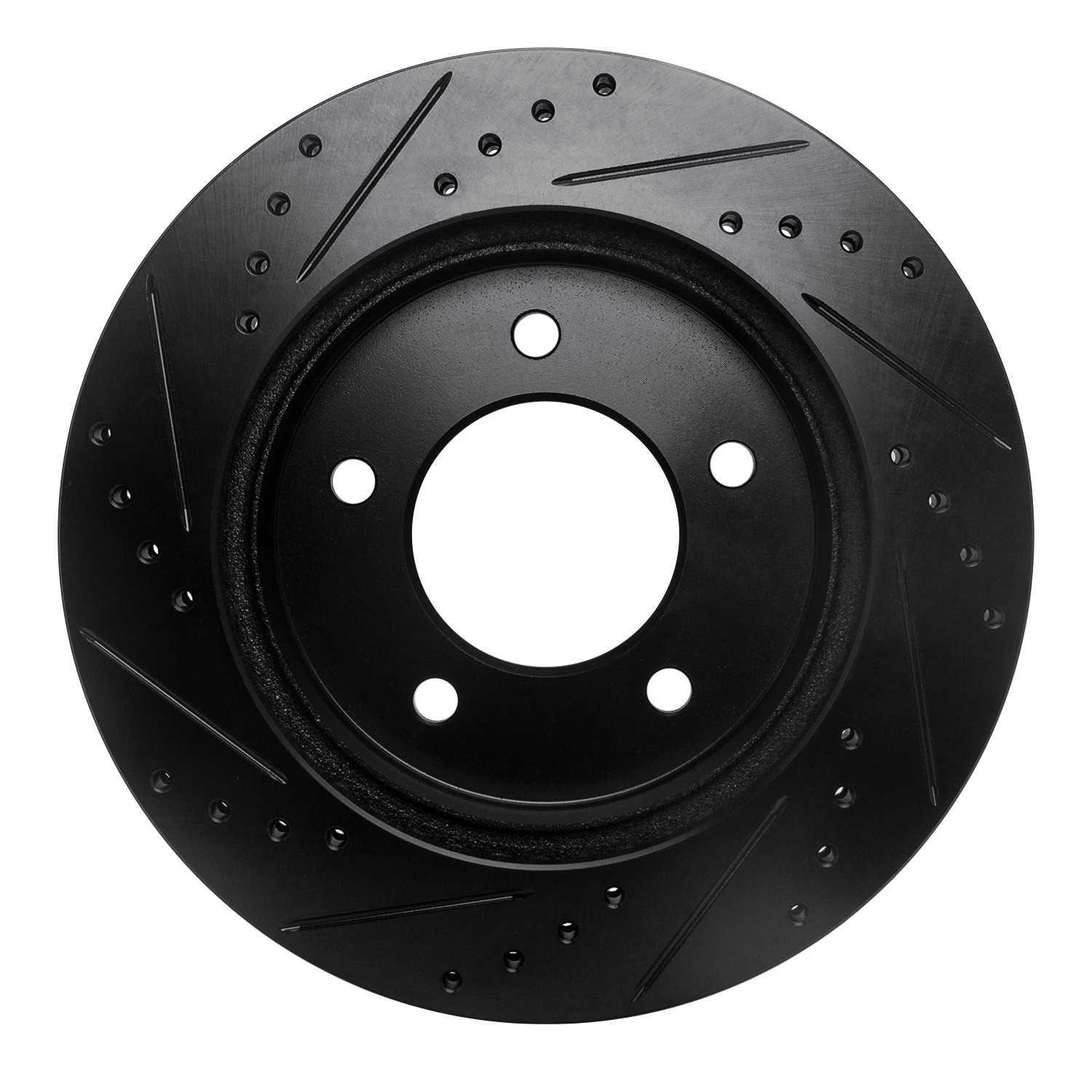 R1 Concepts 97-04 Ford F-150 4WD Front Right Drilled & Slotted Black Brake Rotor - Image 2