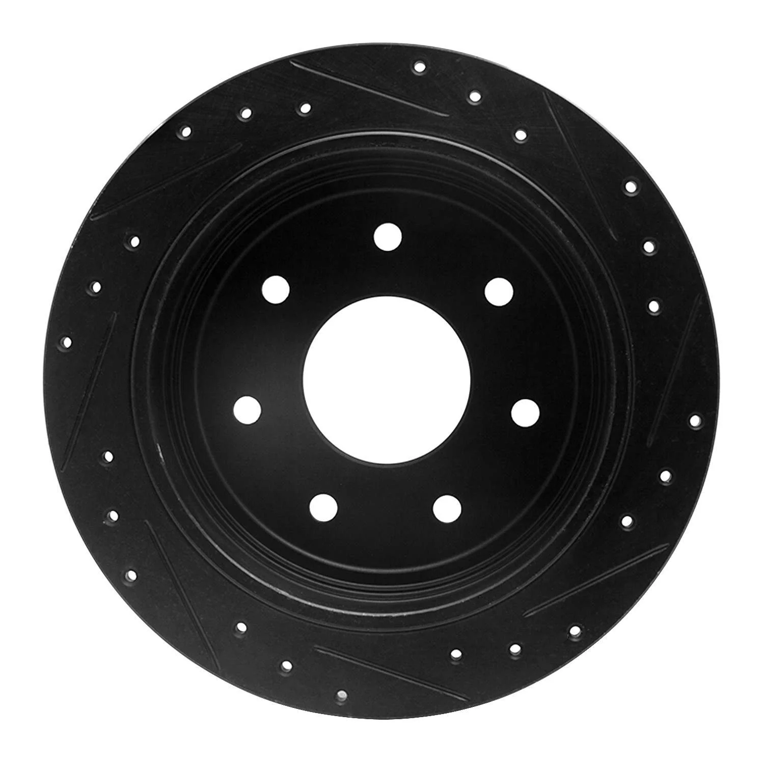 R1 Concepts 97-04 Ford F-150 4WD Rear Left Drilled & Slotted Black Brake Rotor - Image 2