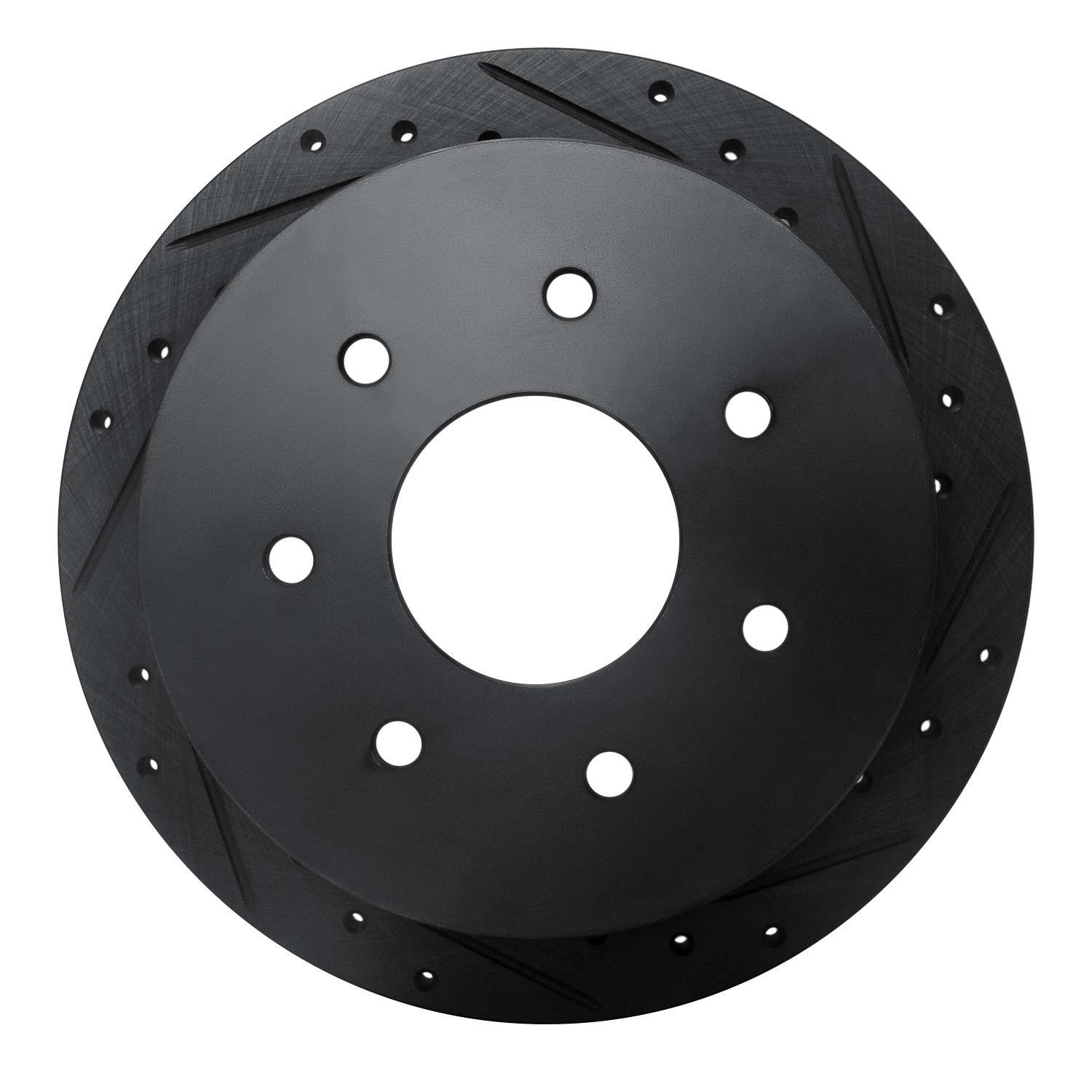 R1 Concepts 97-04 Ford F-150 4WD Rear Right Drilled & Slotted Black Brake Rotor