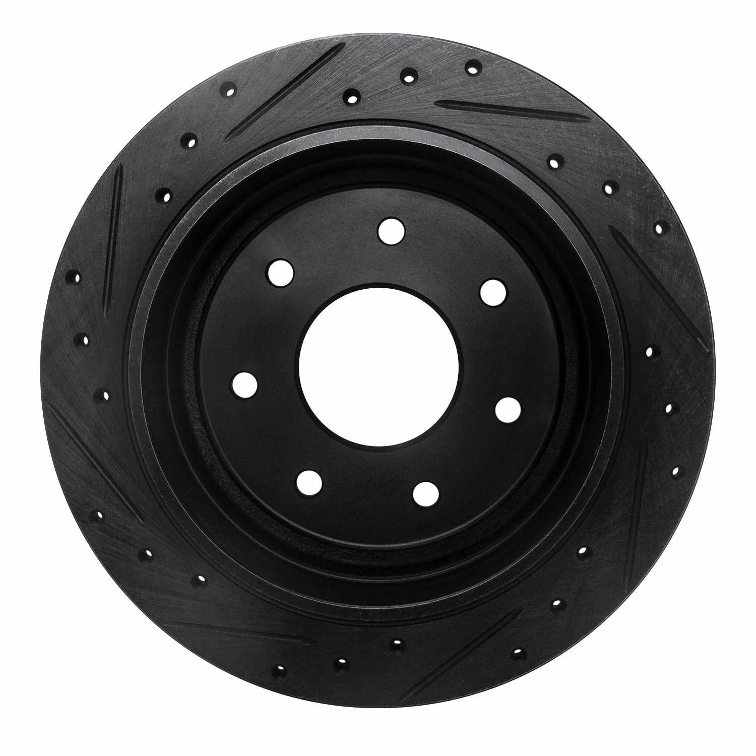 R1 Concepts 97-04 Ford F-150 4WD Rear Right Drilled & Slotted Black Brake Rotor - Image 2