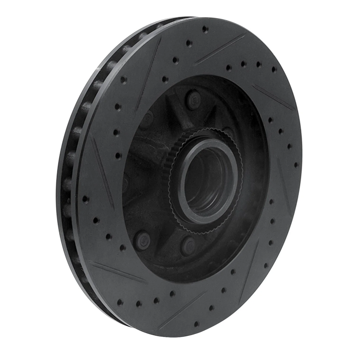 R1 Concepts 97-04 Ford F-150 RWD Front Right Drilled & Slotted Black Brake Rotor - Image 2
